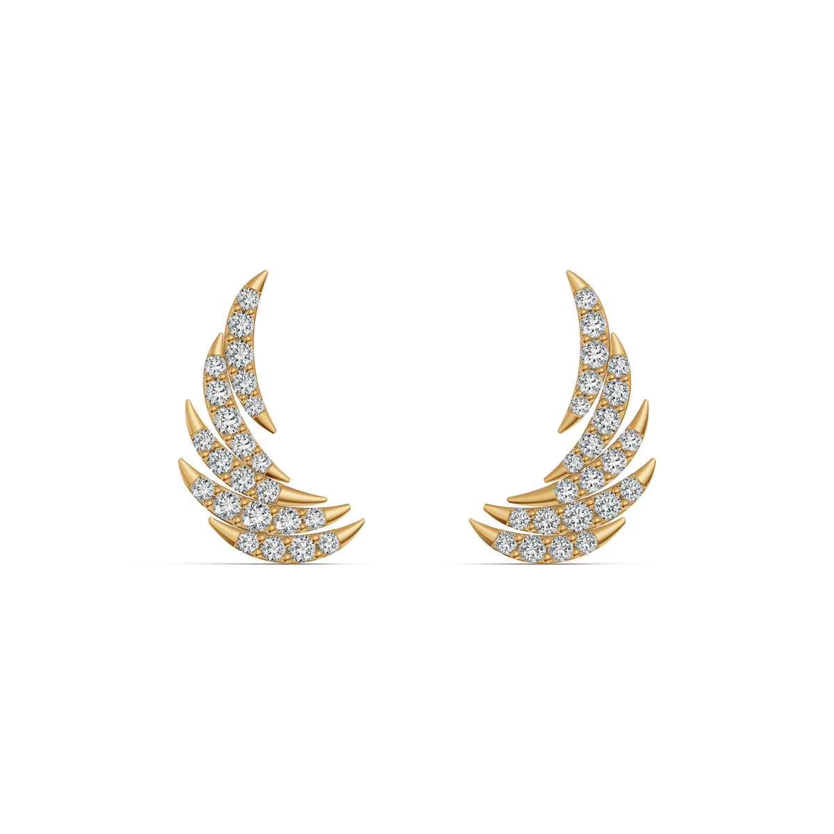 Whisper Feather Diamond Ear Cuffs
