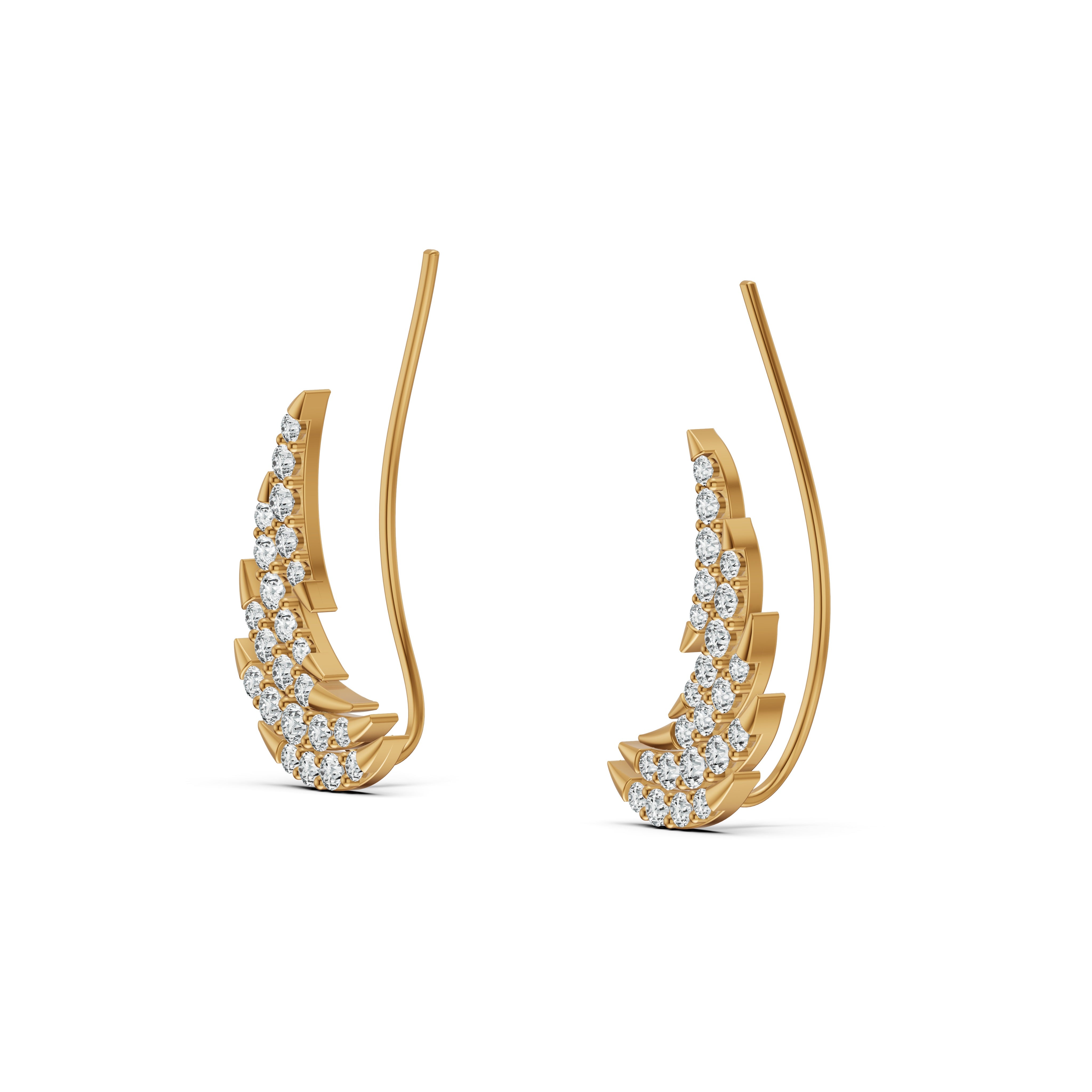 Whisper Feather Diamond Ear Cuffs