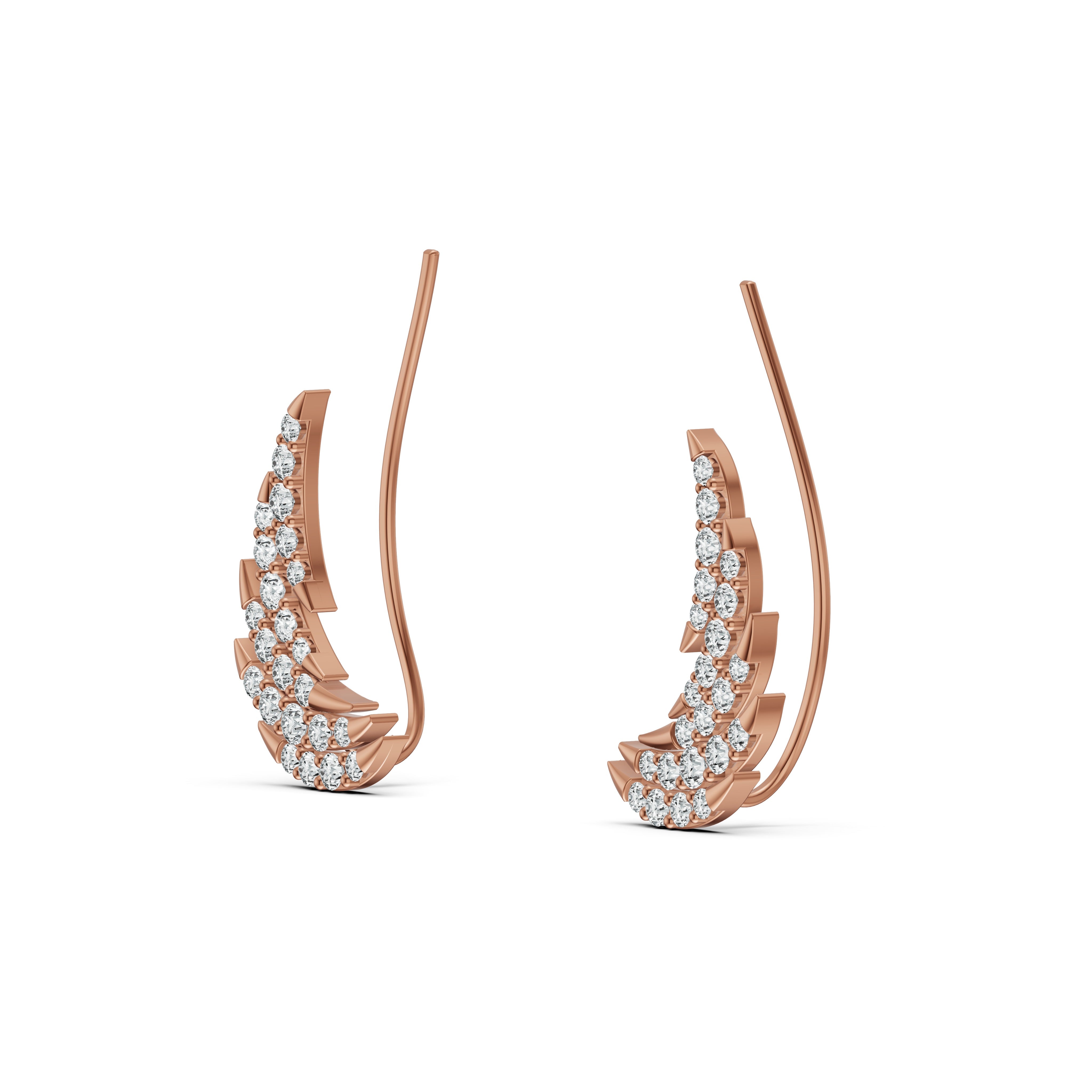 Whisper Feather Diamond Ear Cuffs