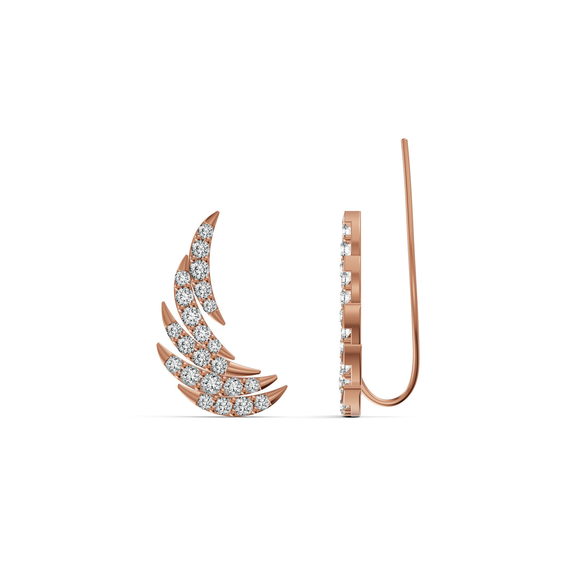 Whisper Feather Diamond Ear Cuffs