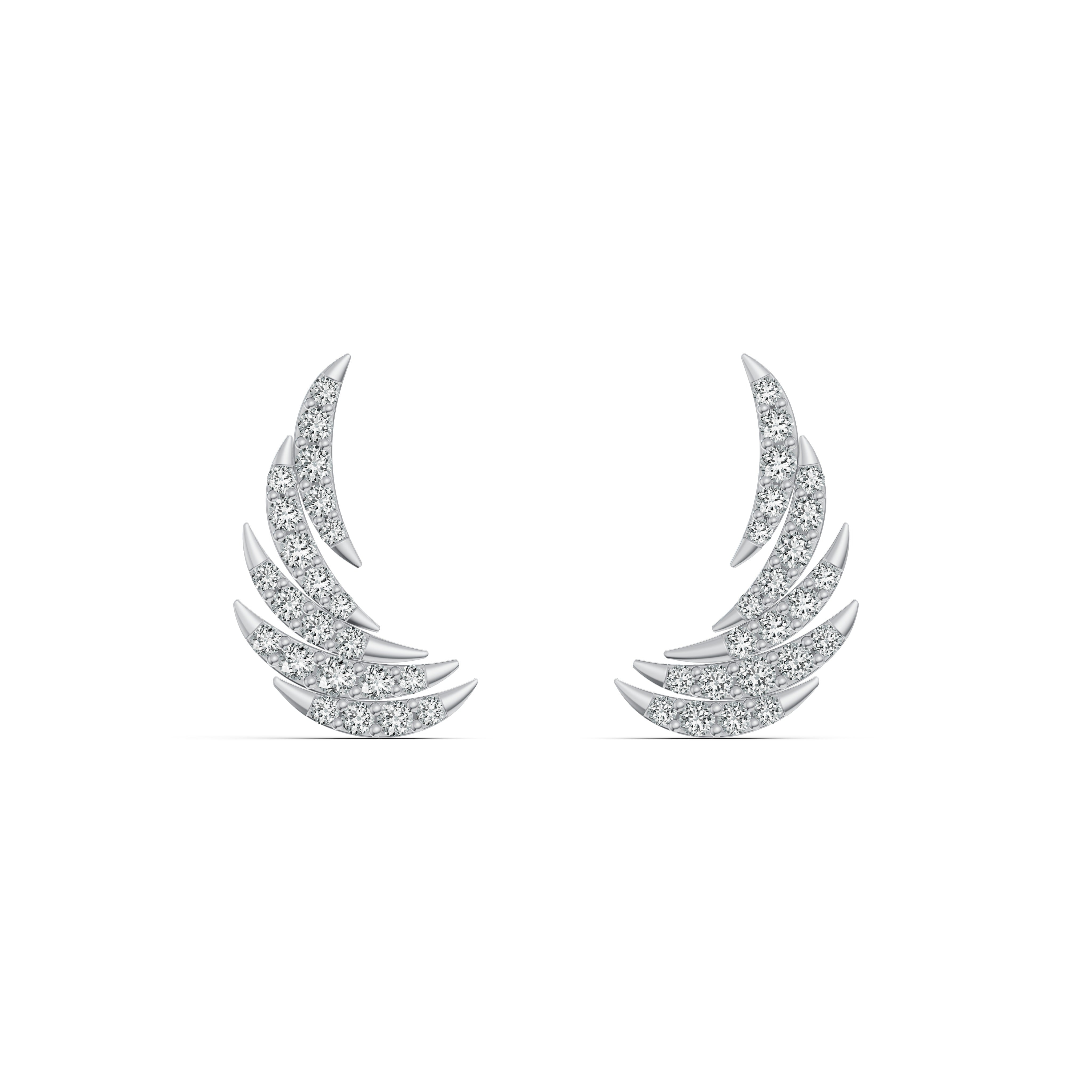 Whisper Feather Diamond Ear Cuffs
