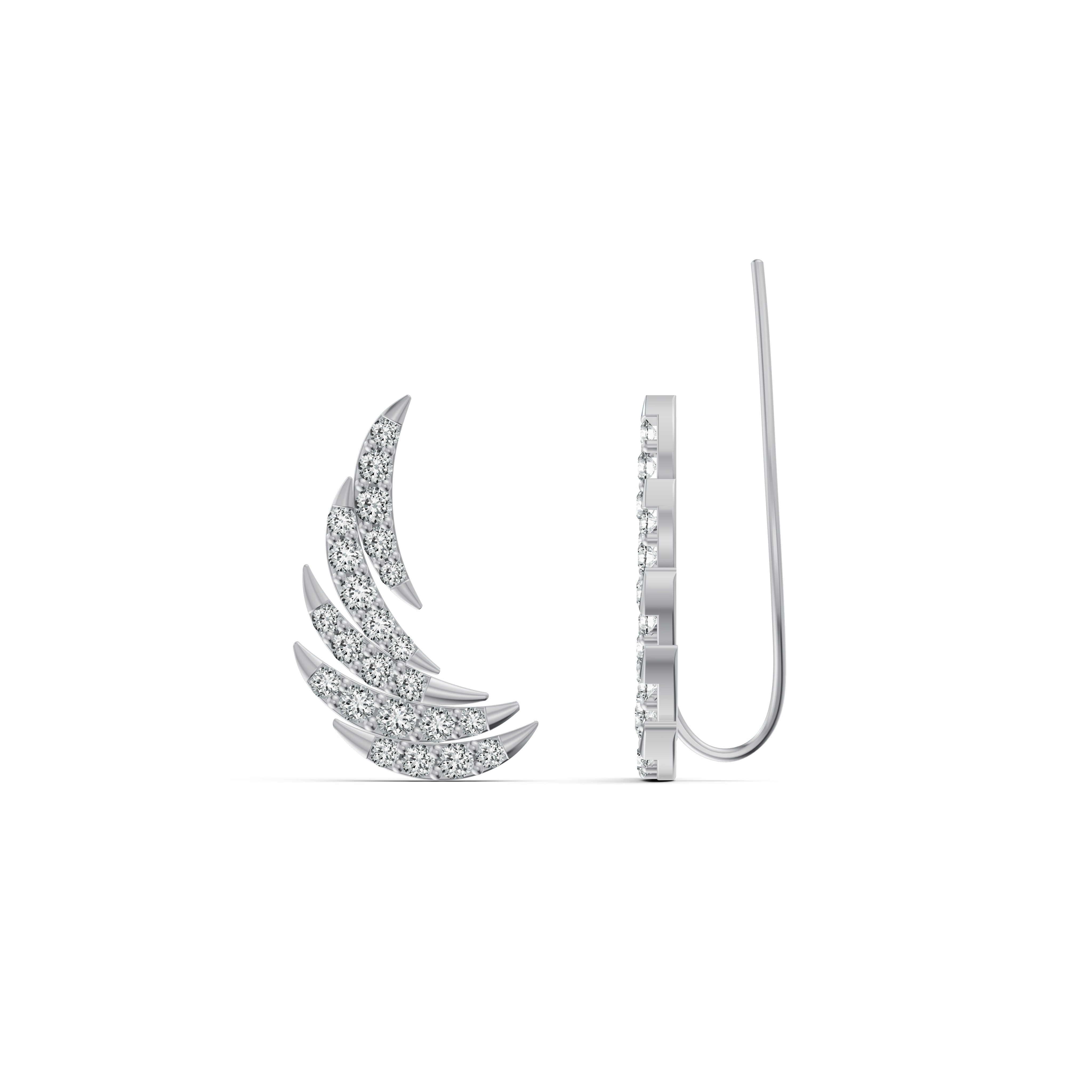 Whisper Feather Diamond Ear Cuffs