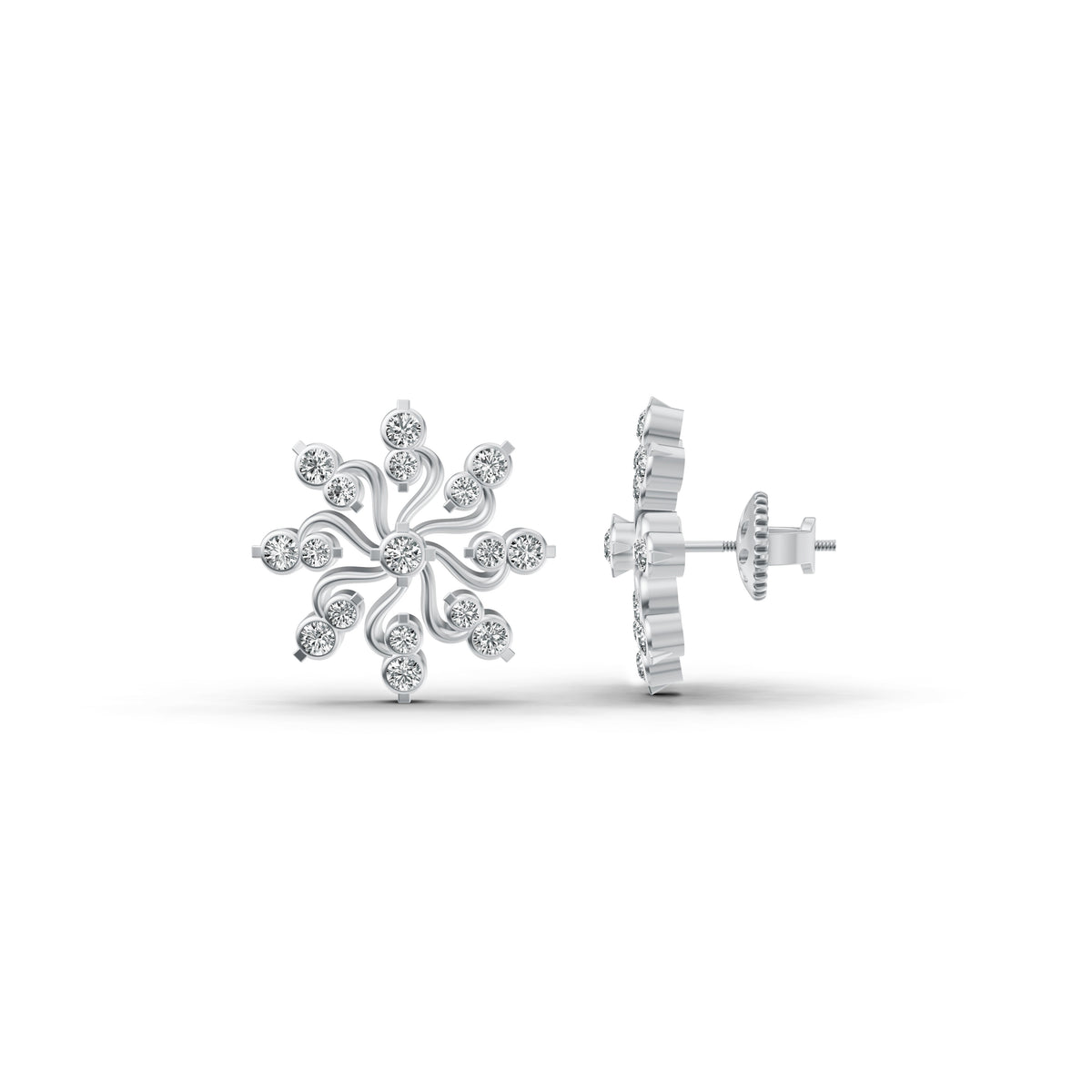 Floral Diamond Cluster Studs