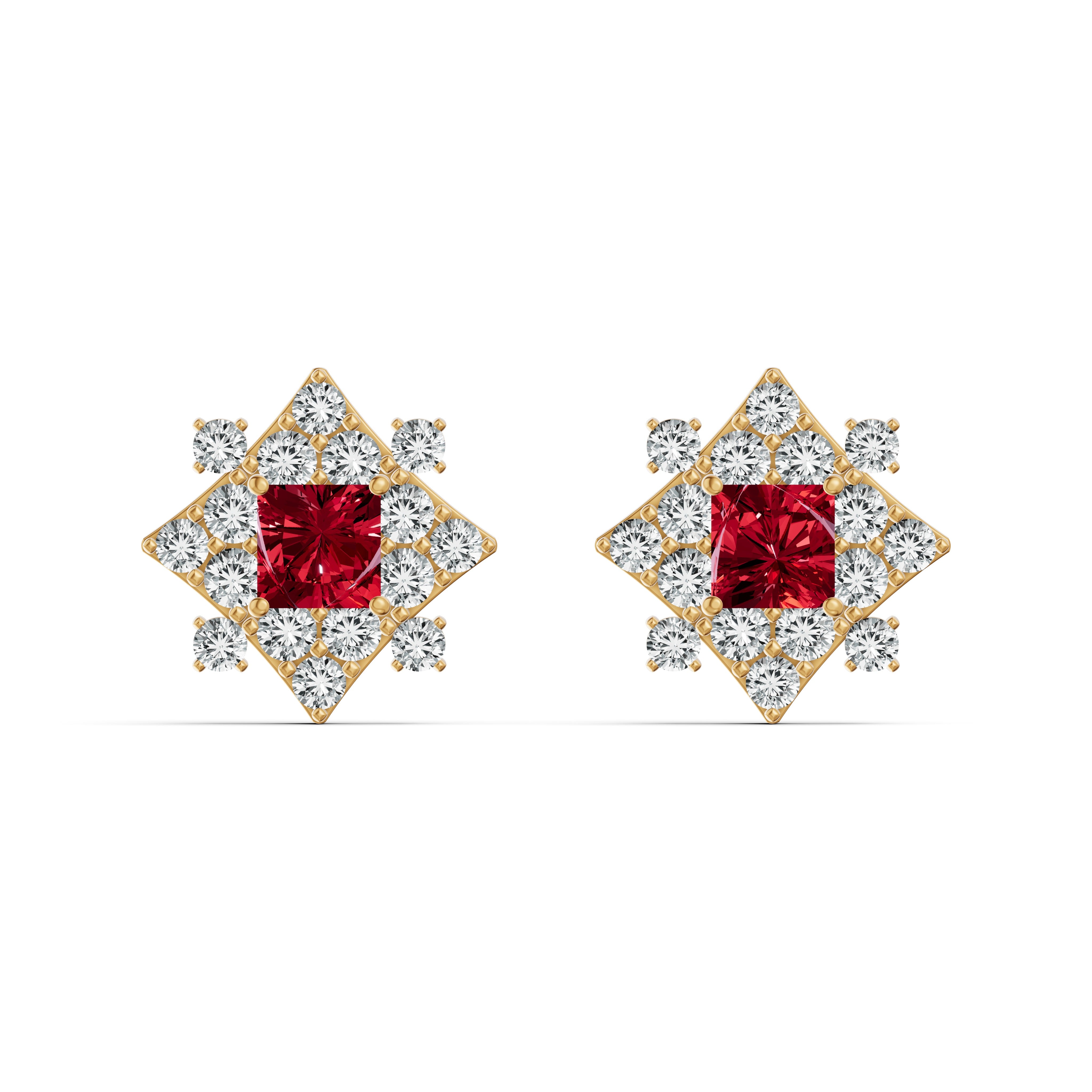 Ruby Radiance Diamond Stud Earrings