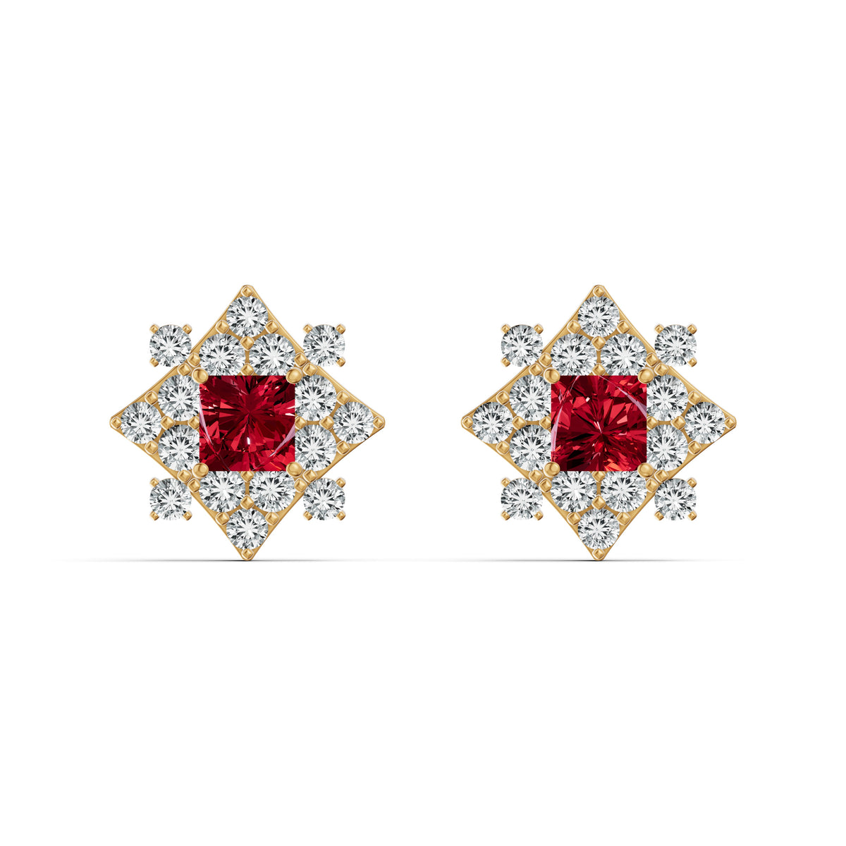 Ruby Radiance Diamond Stud Earrings