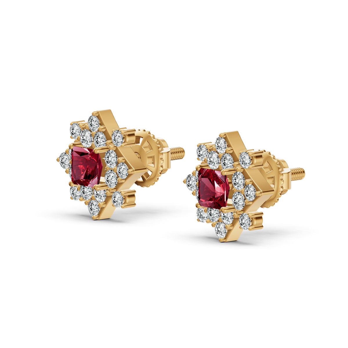 Ruby Radiance Diamond Stud Earrings
