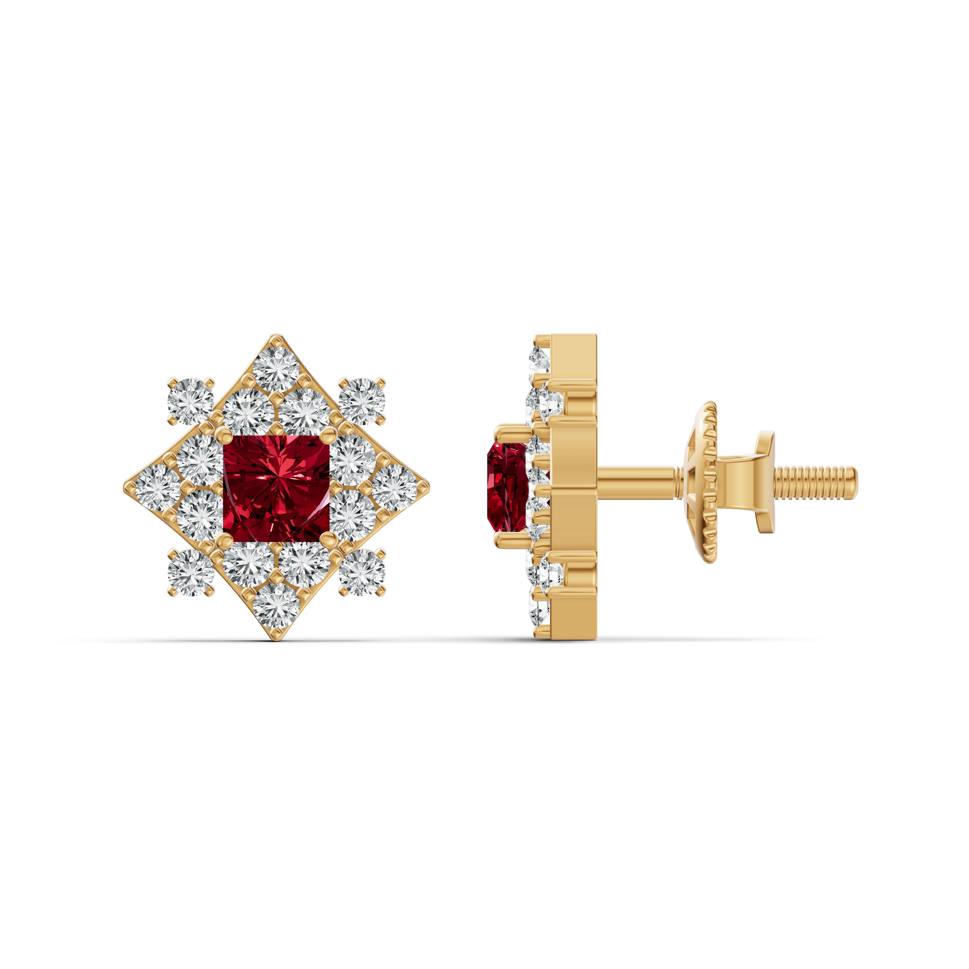 Ruby Radiance Diamond Stud Earrings