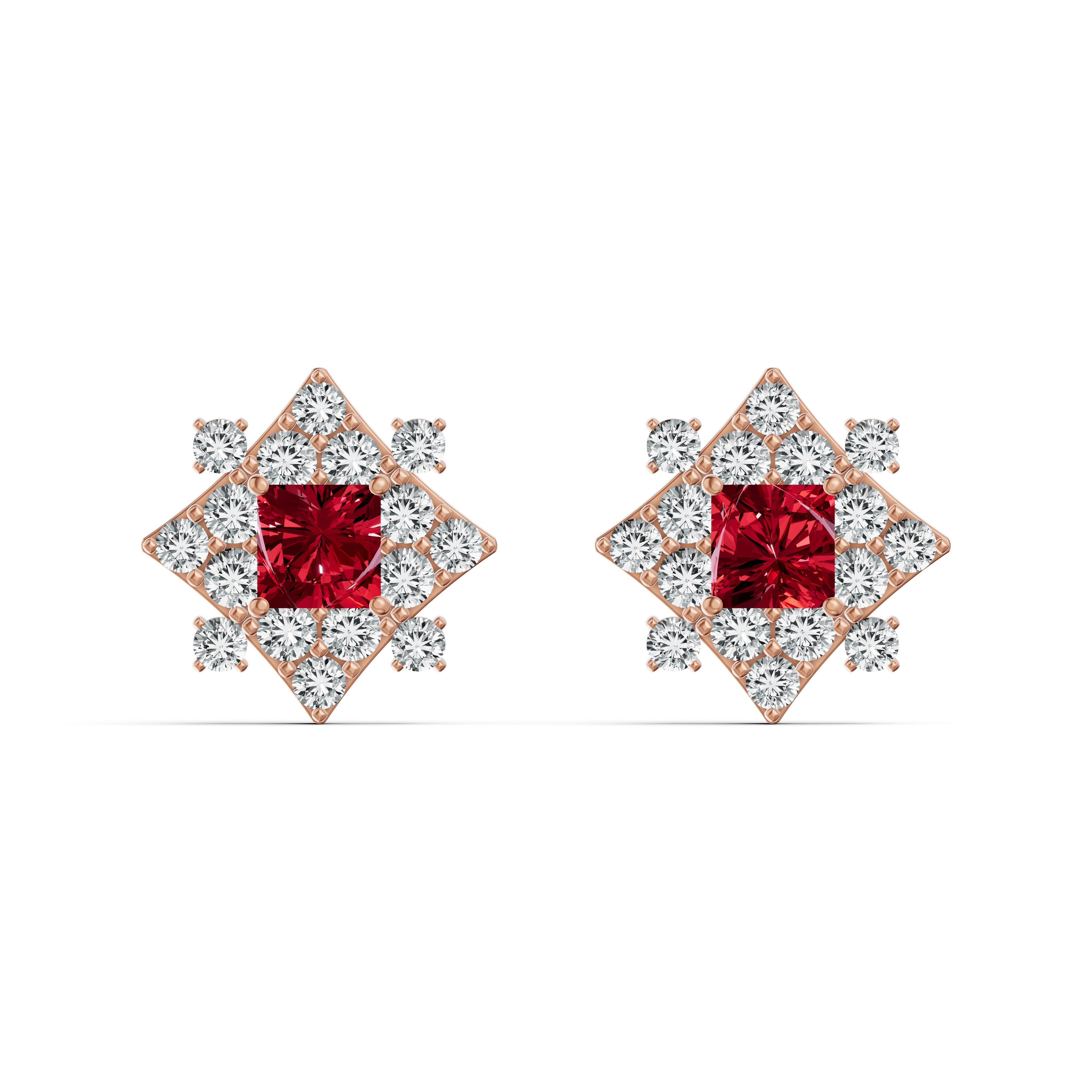 Ruby Radiance Diamond Stud Earrings