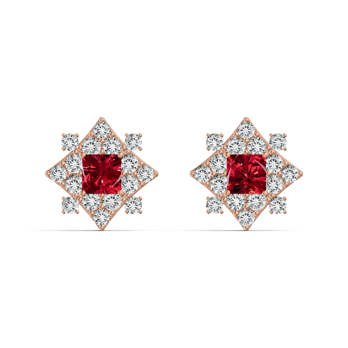 Ruby Radiance Diamond Stud Earrings