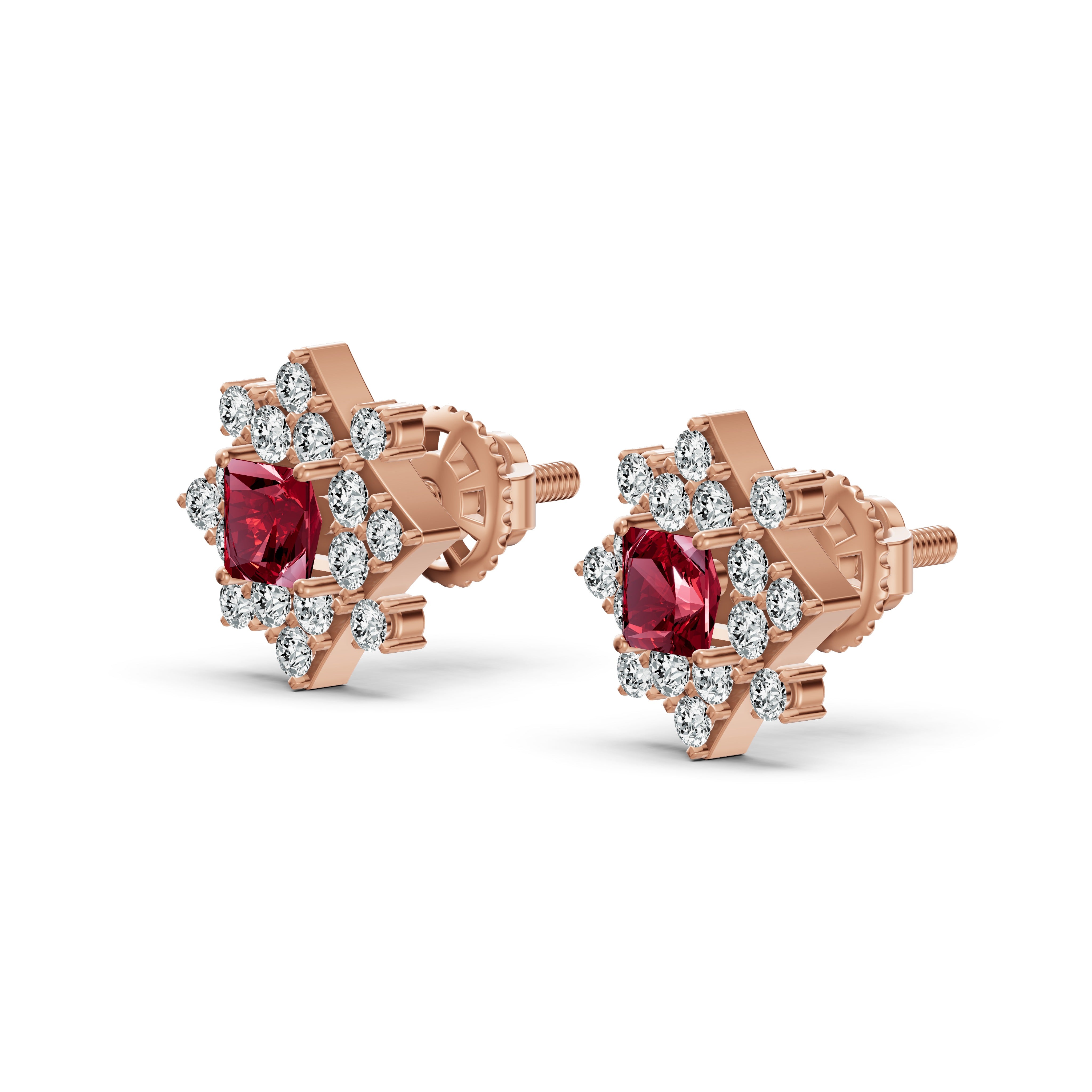 Ruby Radiance Diamond Stud Earrings