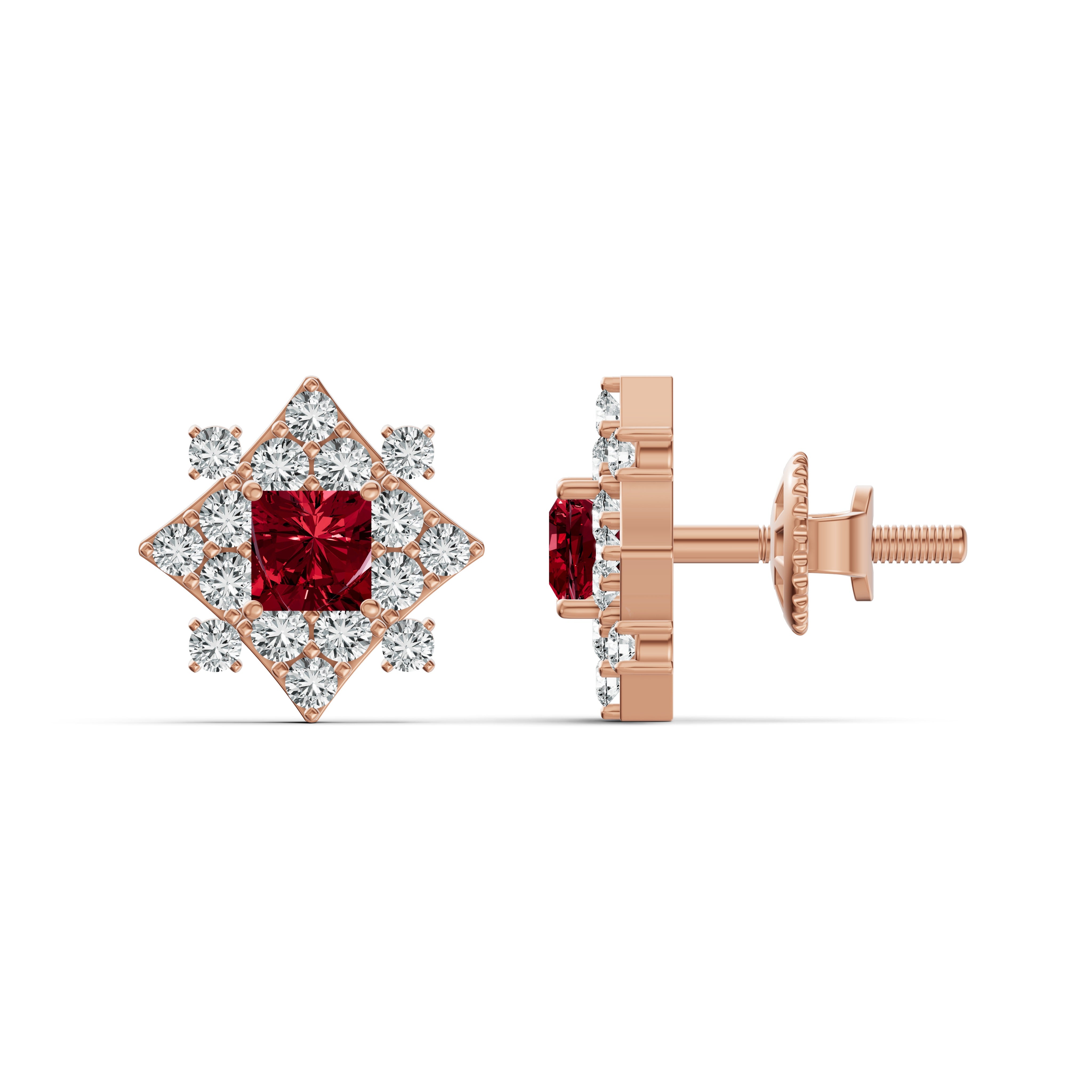 Ruby Radiance Diamond Stud Earrings