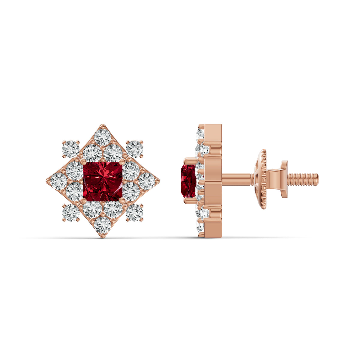 Ruby Radiance Diamond Stud Earrings