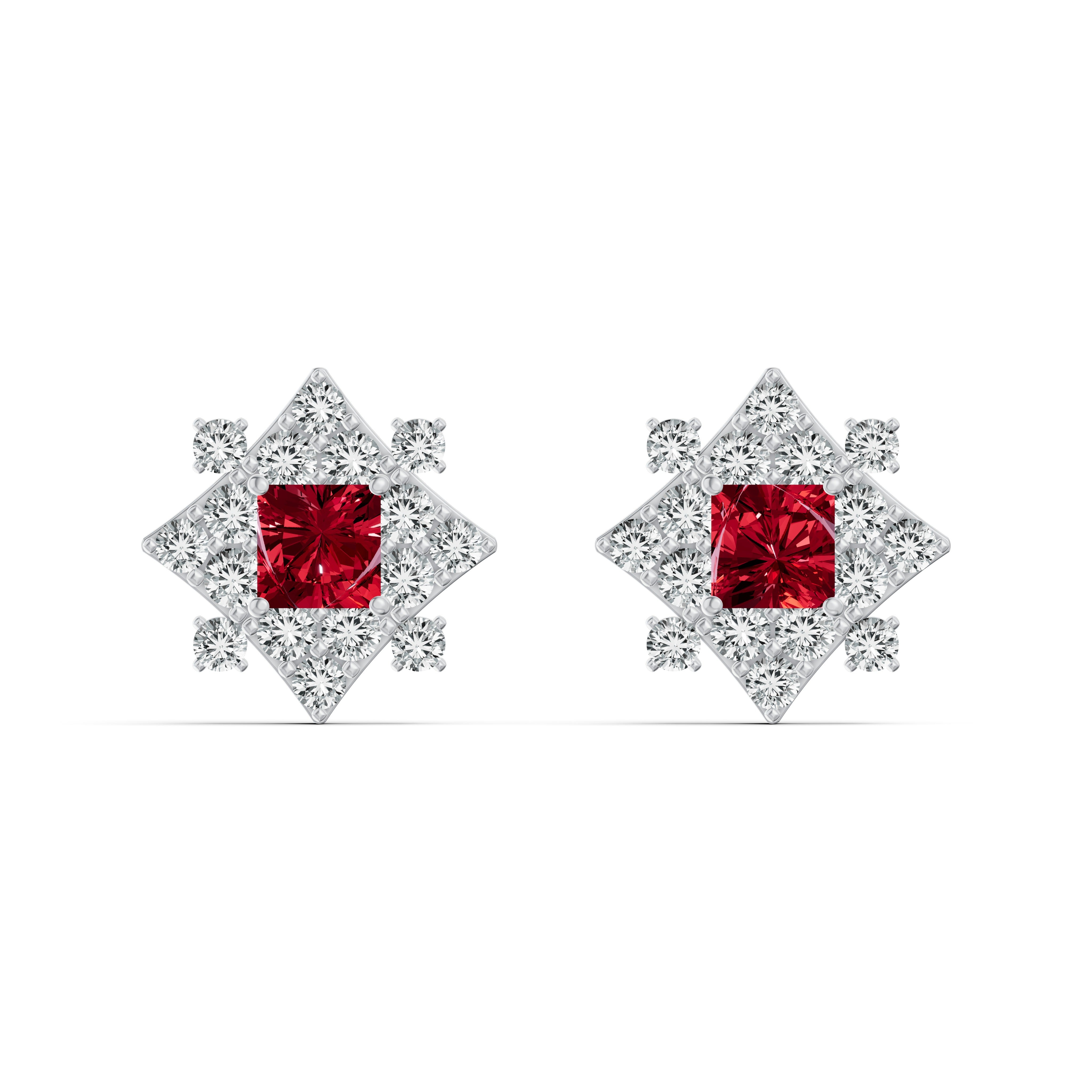 Ruby Radiance Diamond Stud Earrings