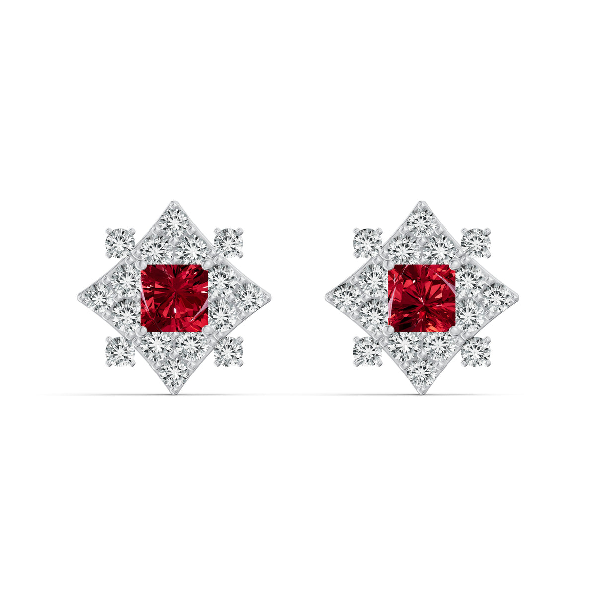 Ruby Radiance Diamond Stud Earrings