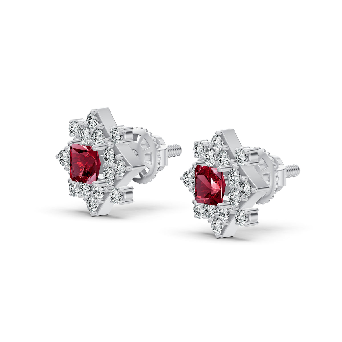 Ruby Radiance Diamond Stud Earrings