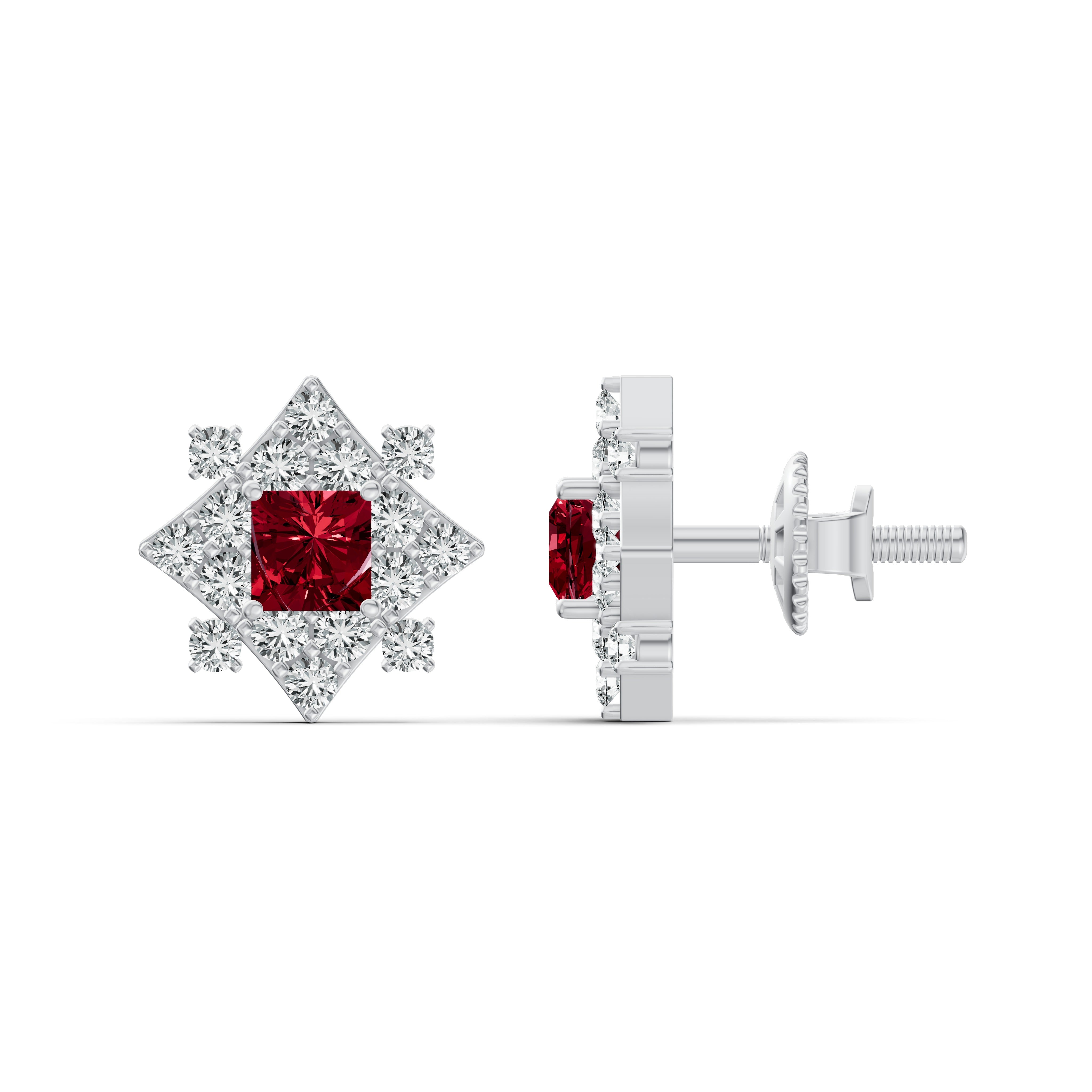 Ruby Radiance Diamond Stud Earrings