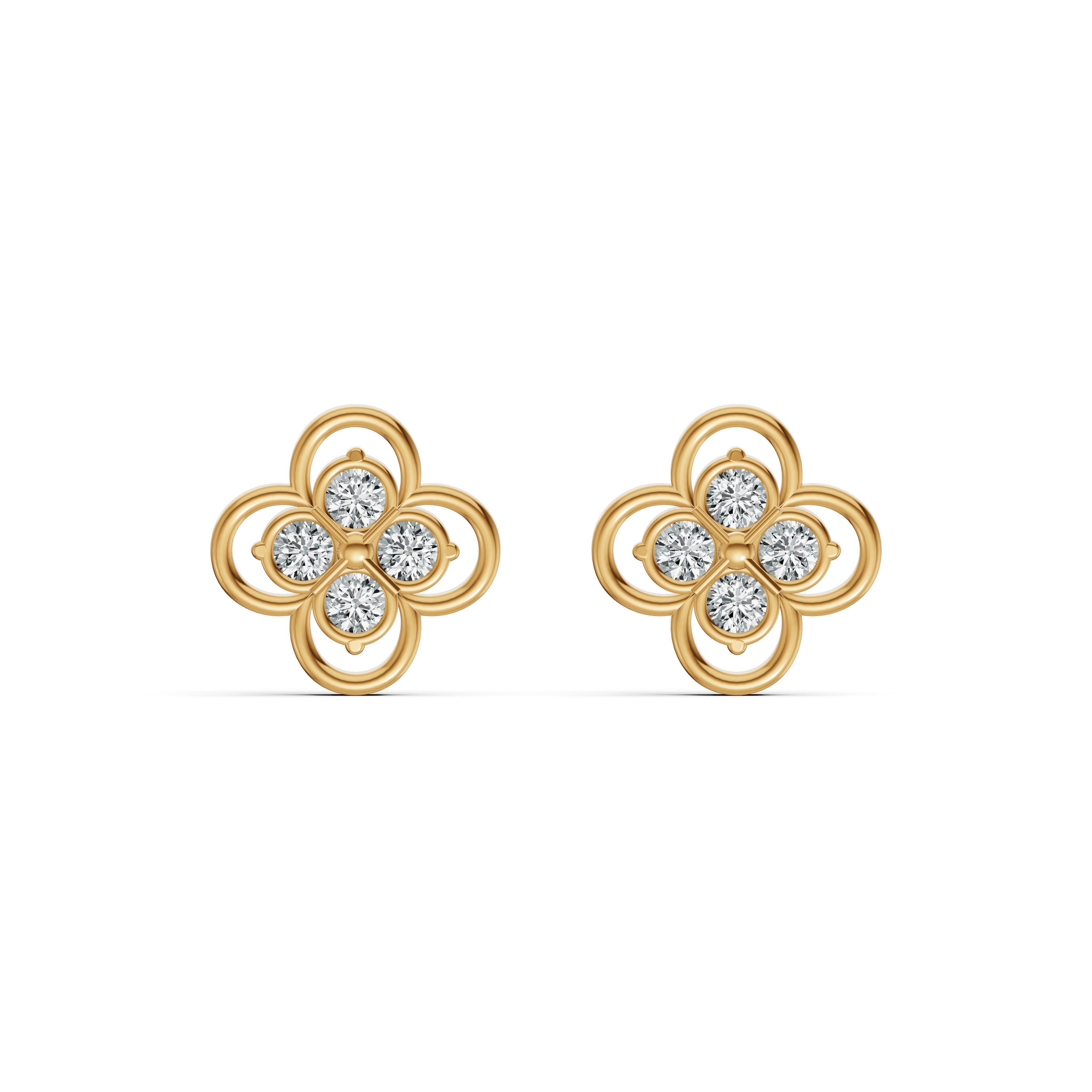 Lucky Clover Diamond Stud Earrings