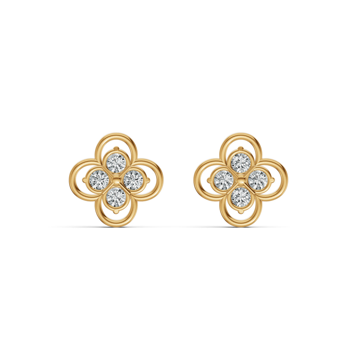 Lucky Clover Diamond Stud Earrings