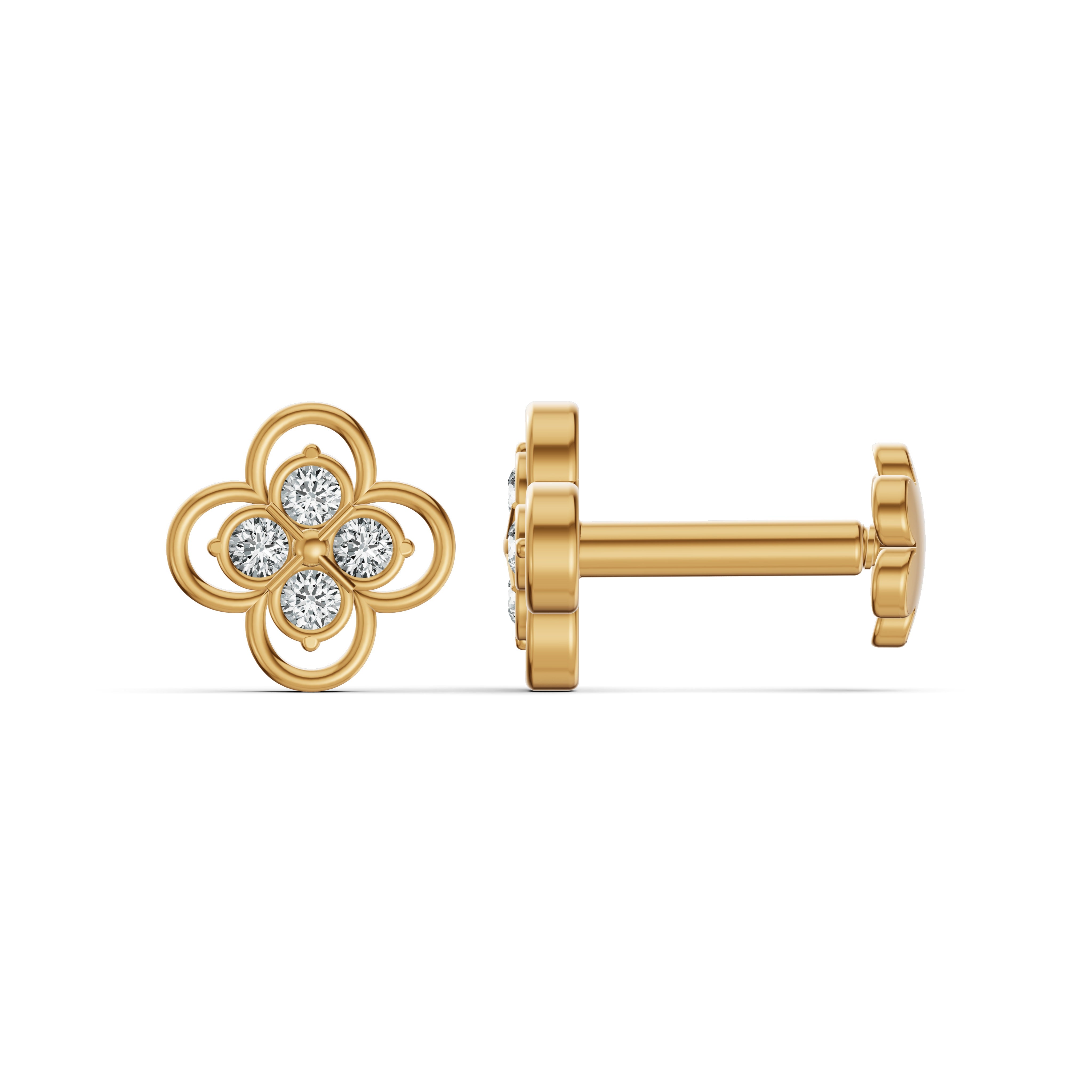 Lucky Clover Diamond Stud Earrings