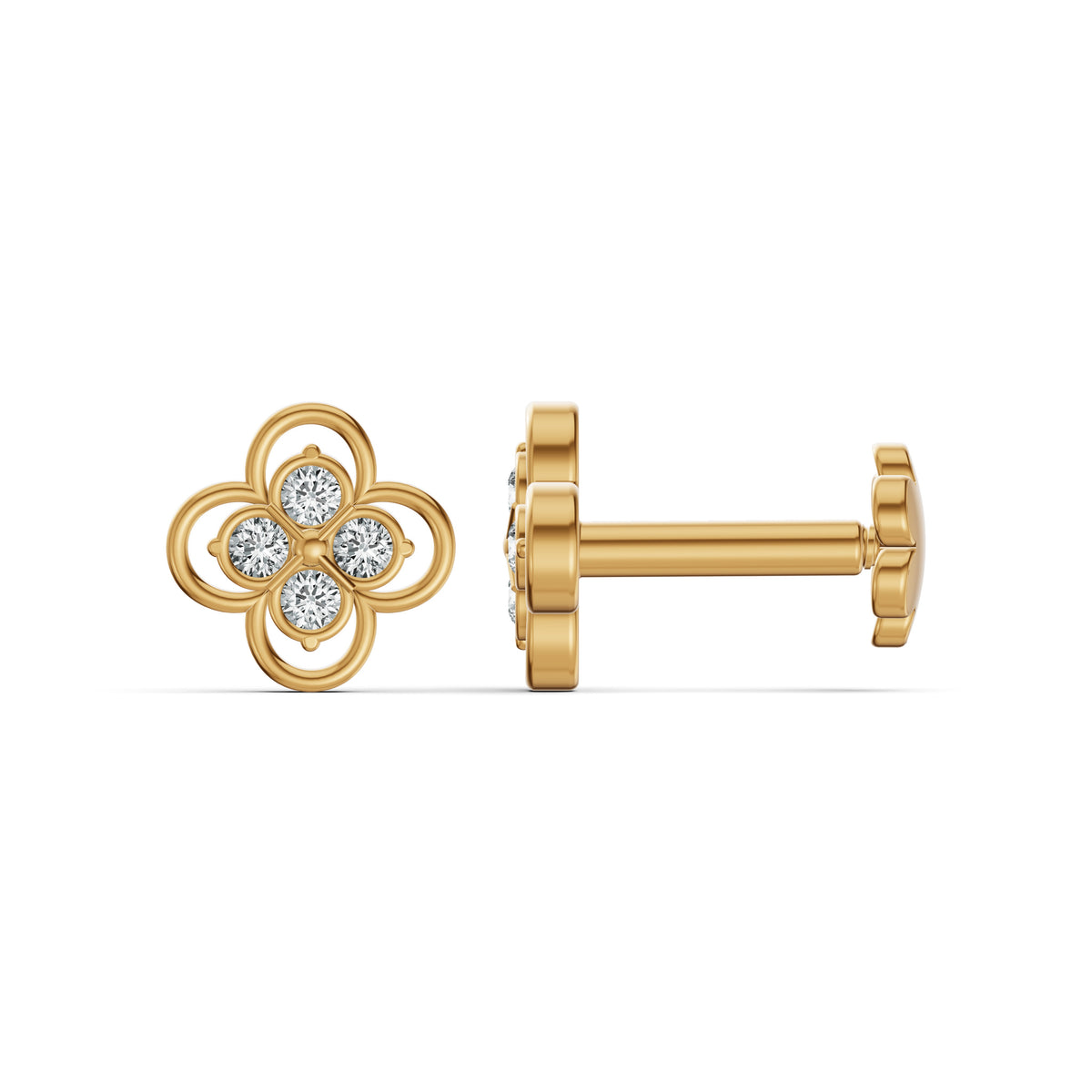 Lucky Clover Diamond Stud Earrings