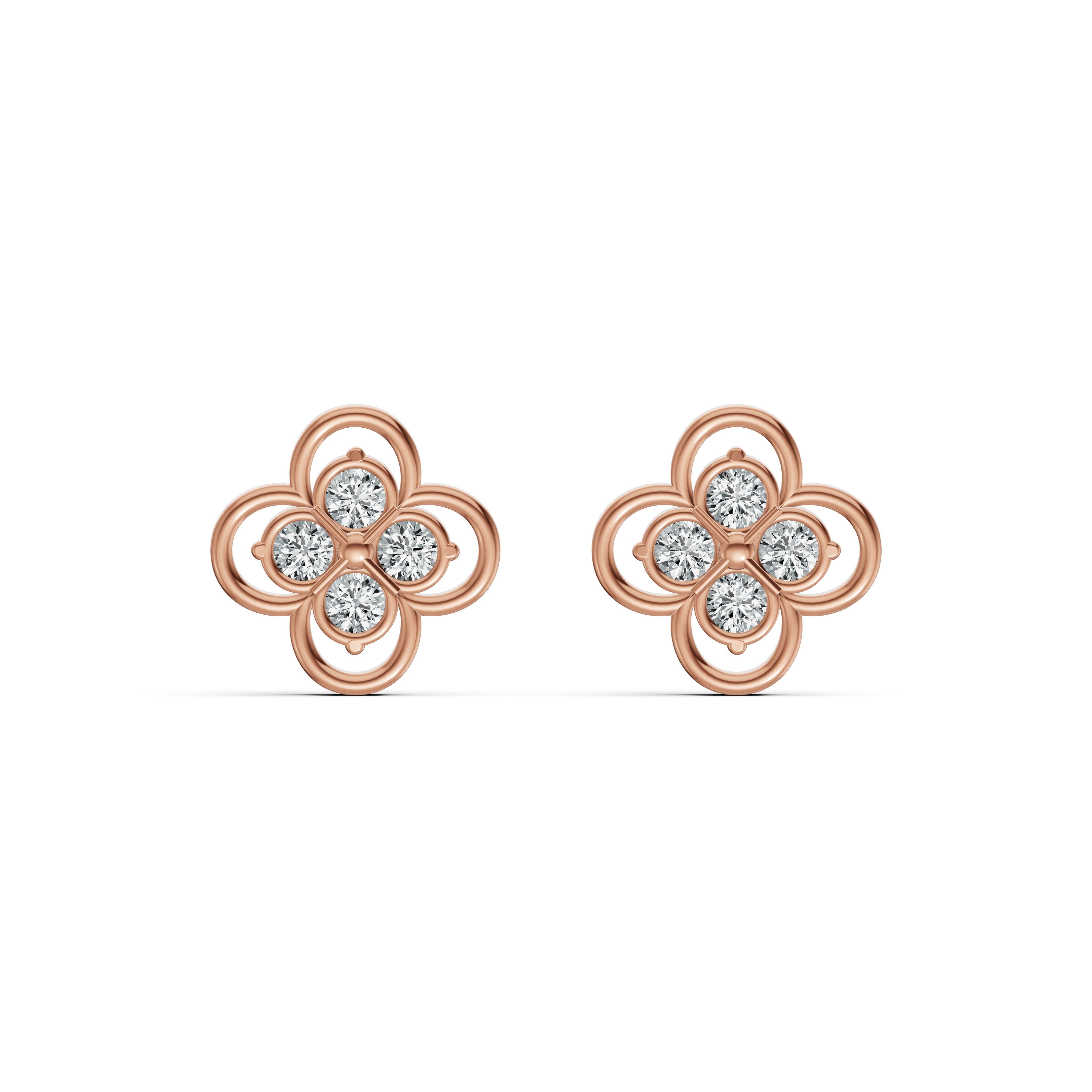 Lucky Clover Diamond Stud Earrings