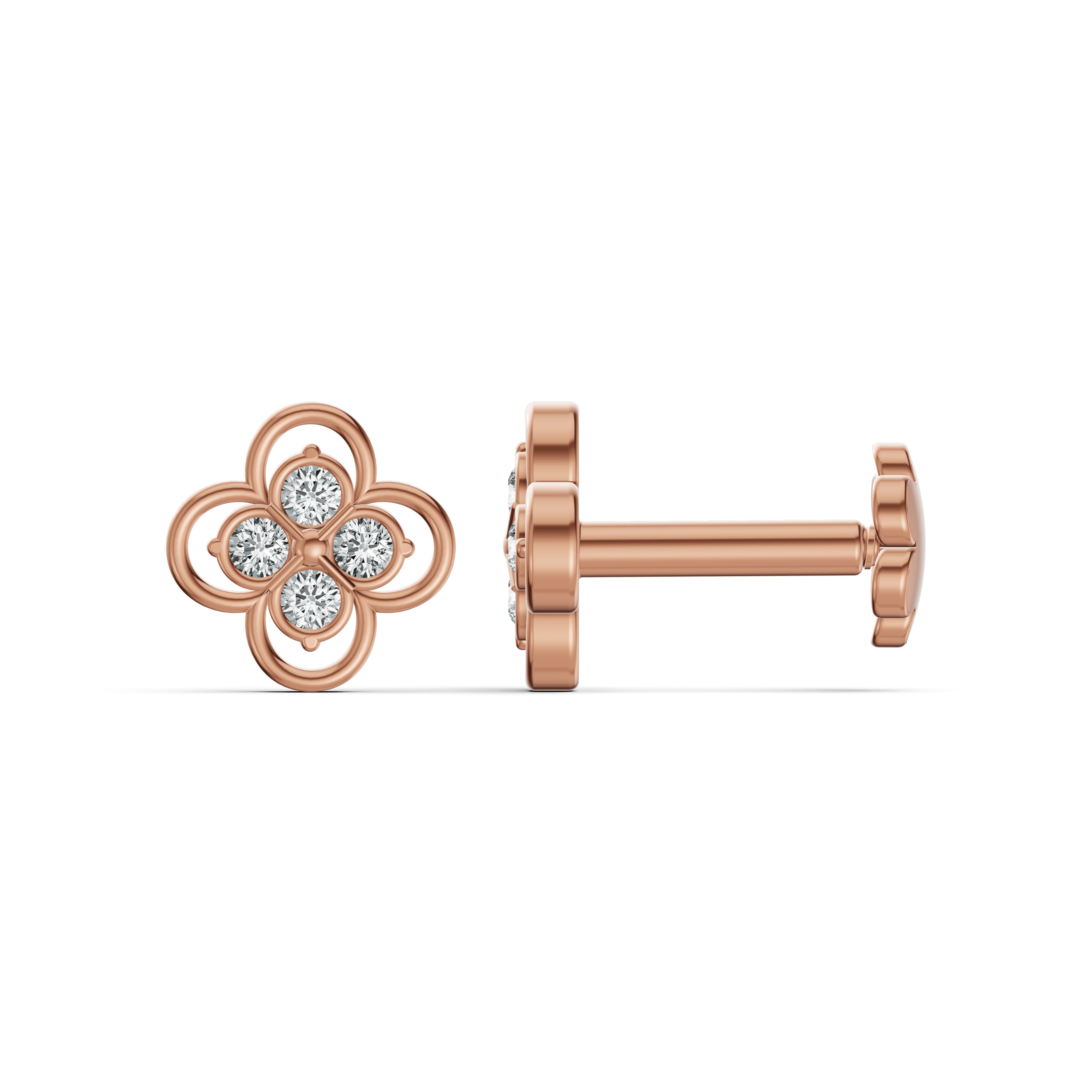 Lucky Clover Diamond Stud Earrings