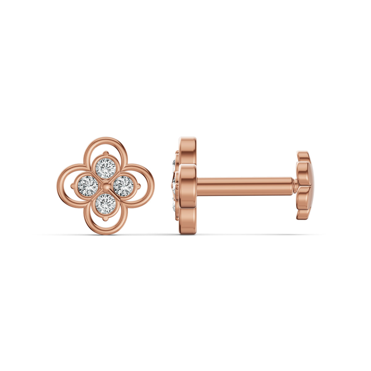 Lucky Clover Diamond Stud Earrings