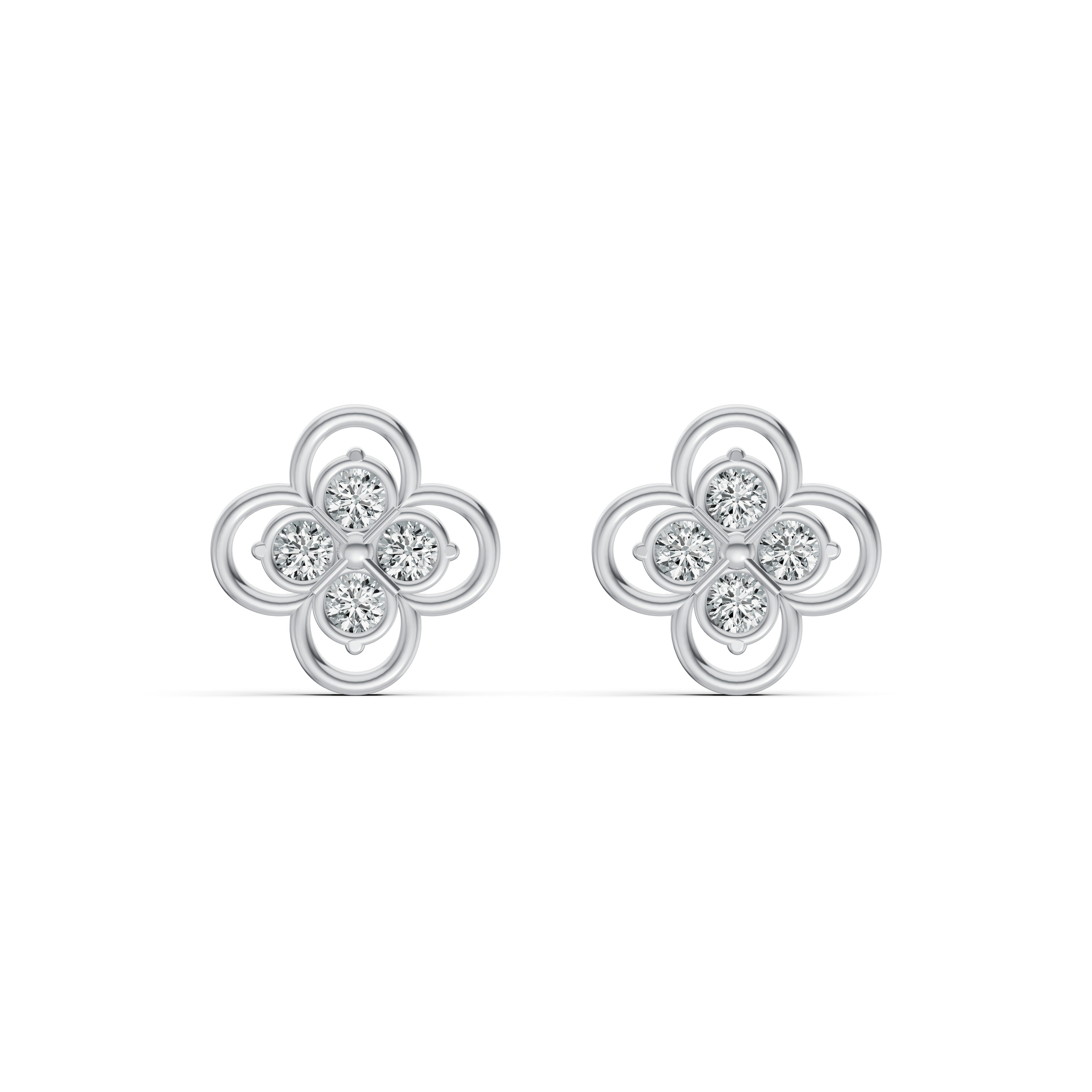 Lucky Clover Diamond Stud Earrings