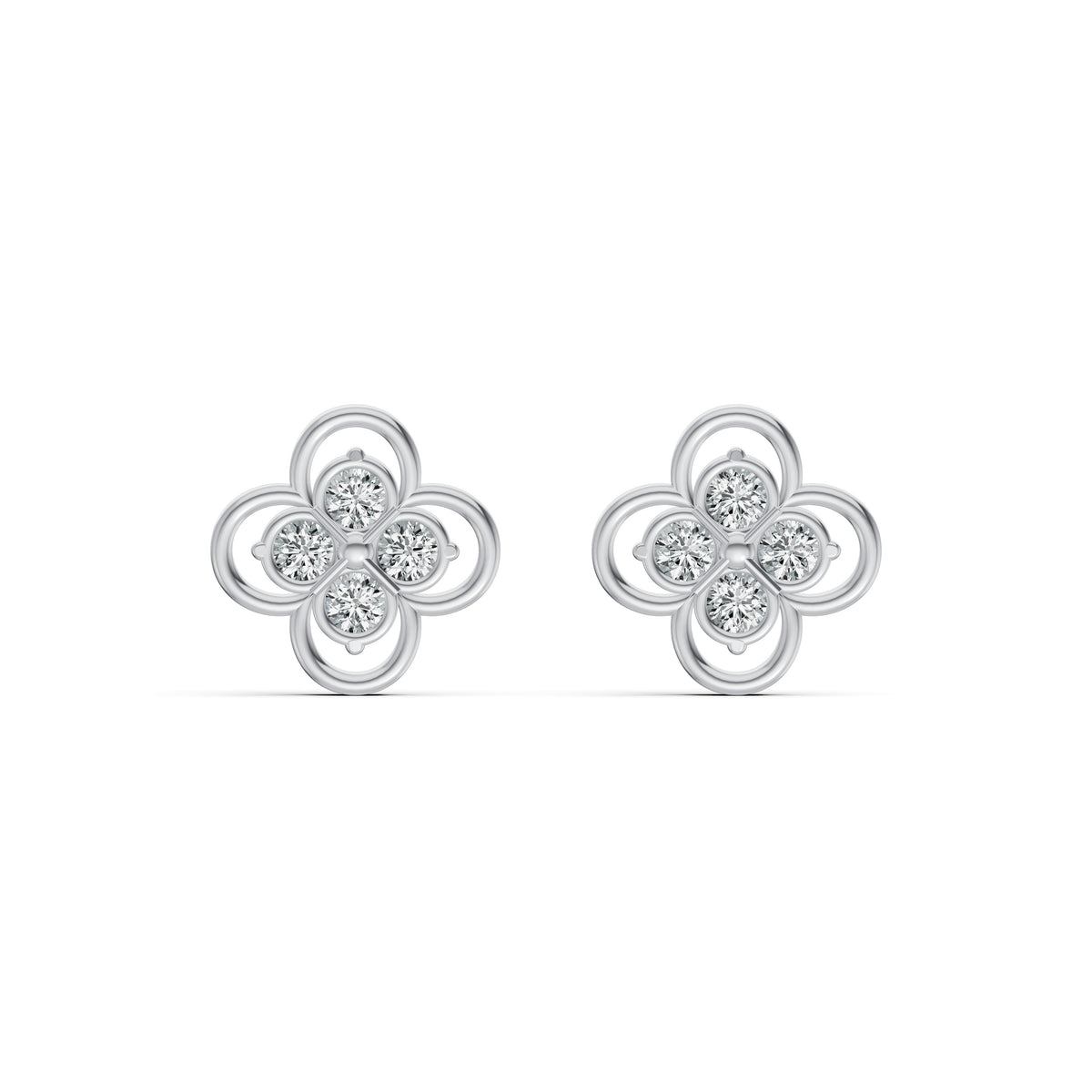 Lucky Clover Diamond Stud Earrings
