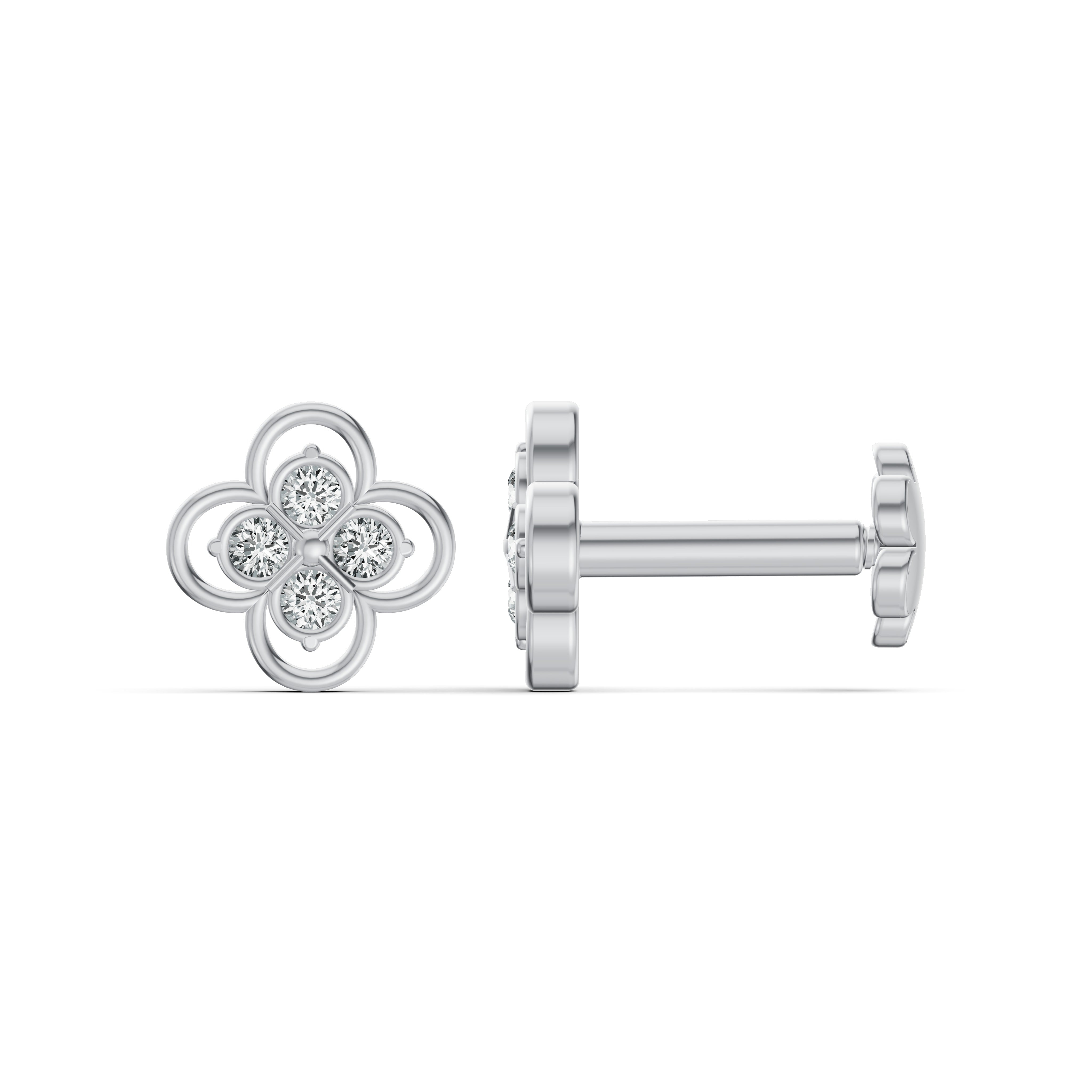 Lucky Clover Diamond Stud Earrings