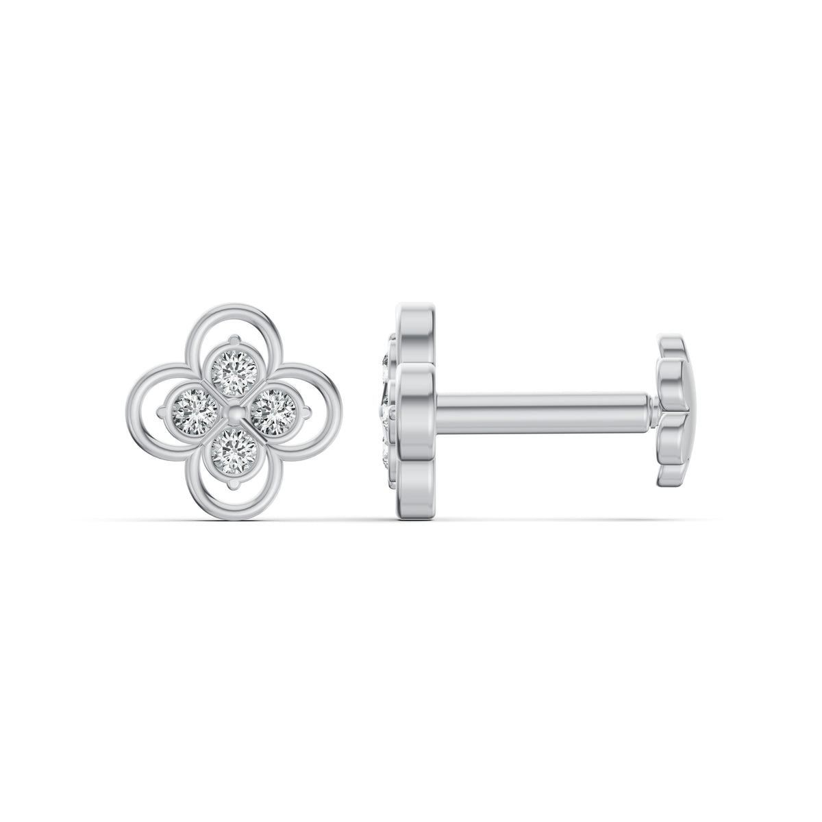 Lucky Clover Diamond Stud Earrings