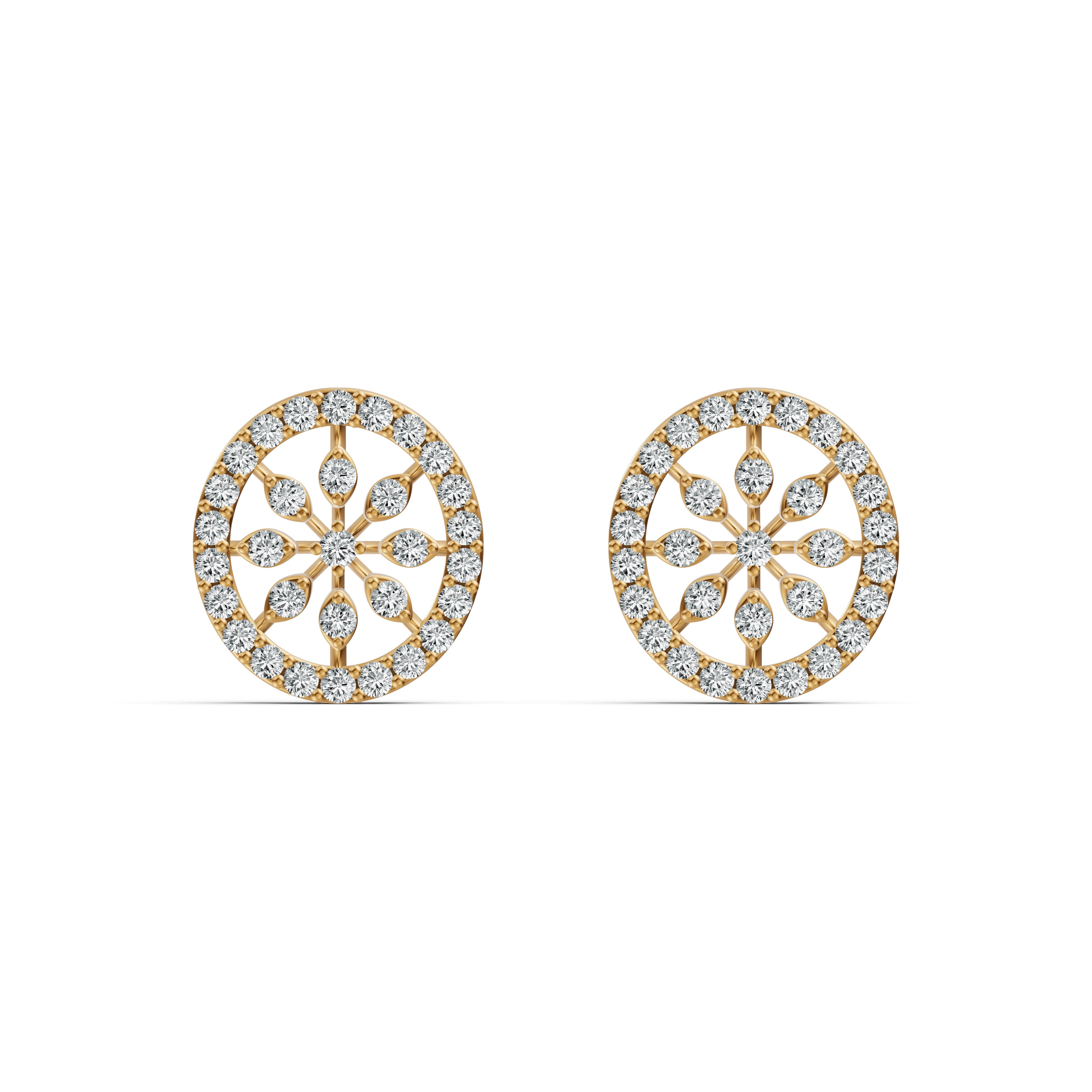 Flower Bloom Halo Diamond Stud Earrings