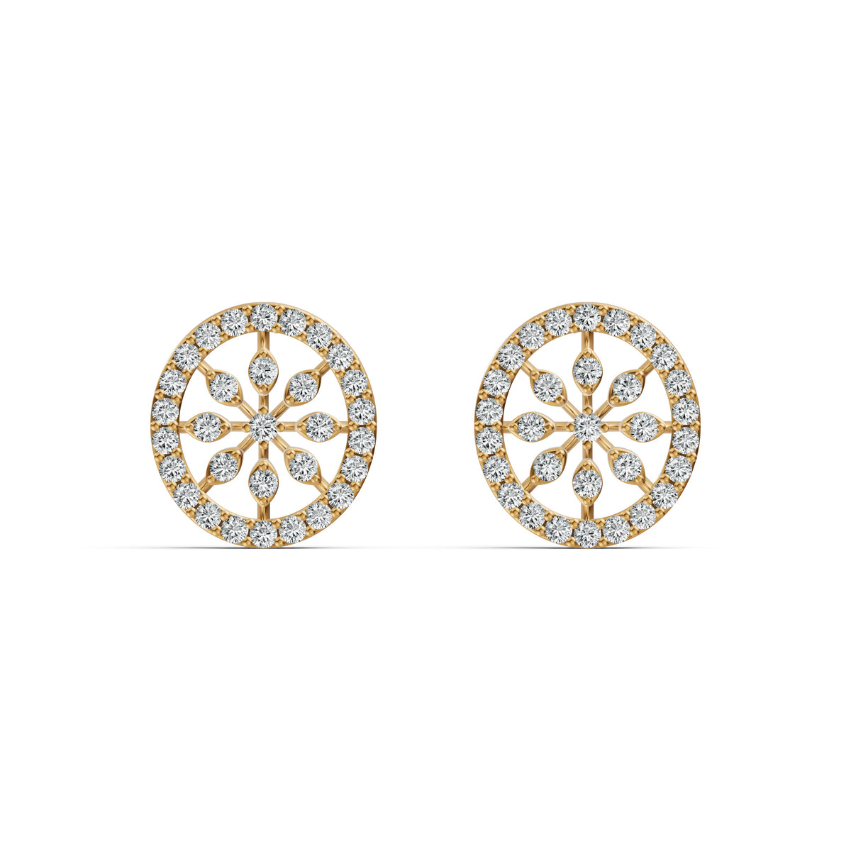 Flower Bloom Halo Diamond Stud Earrings