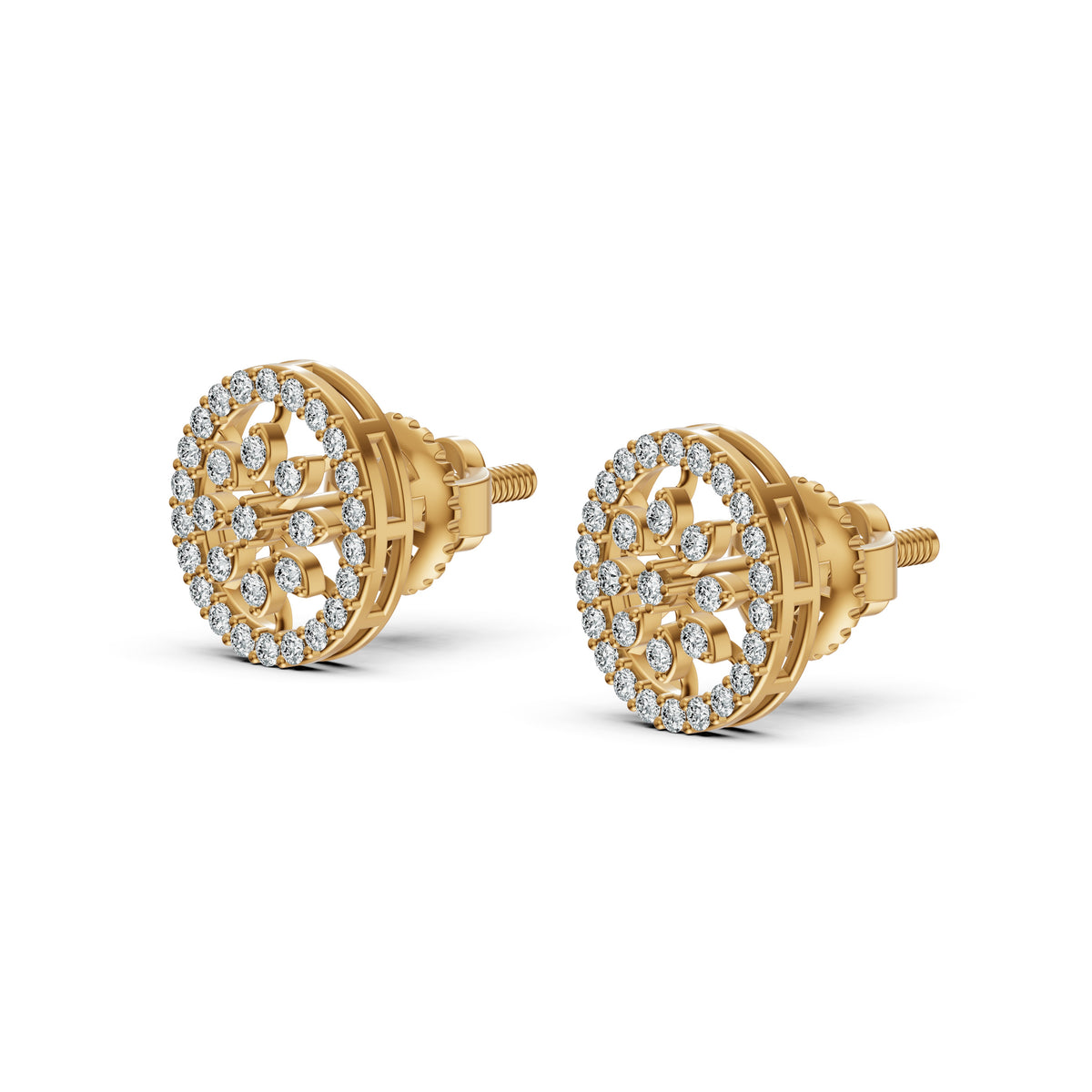 Flower Bloom Halo Diamond Stud Earrings