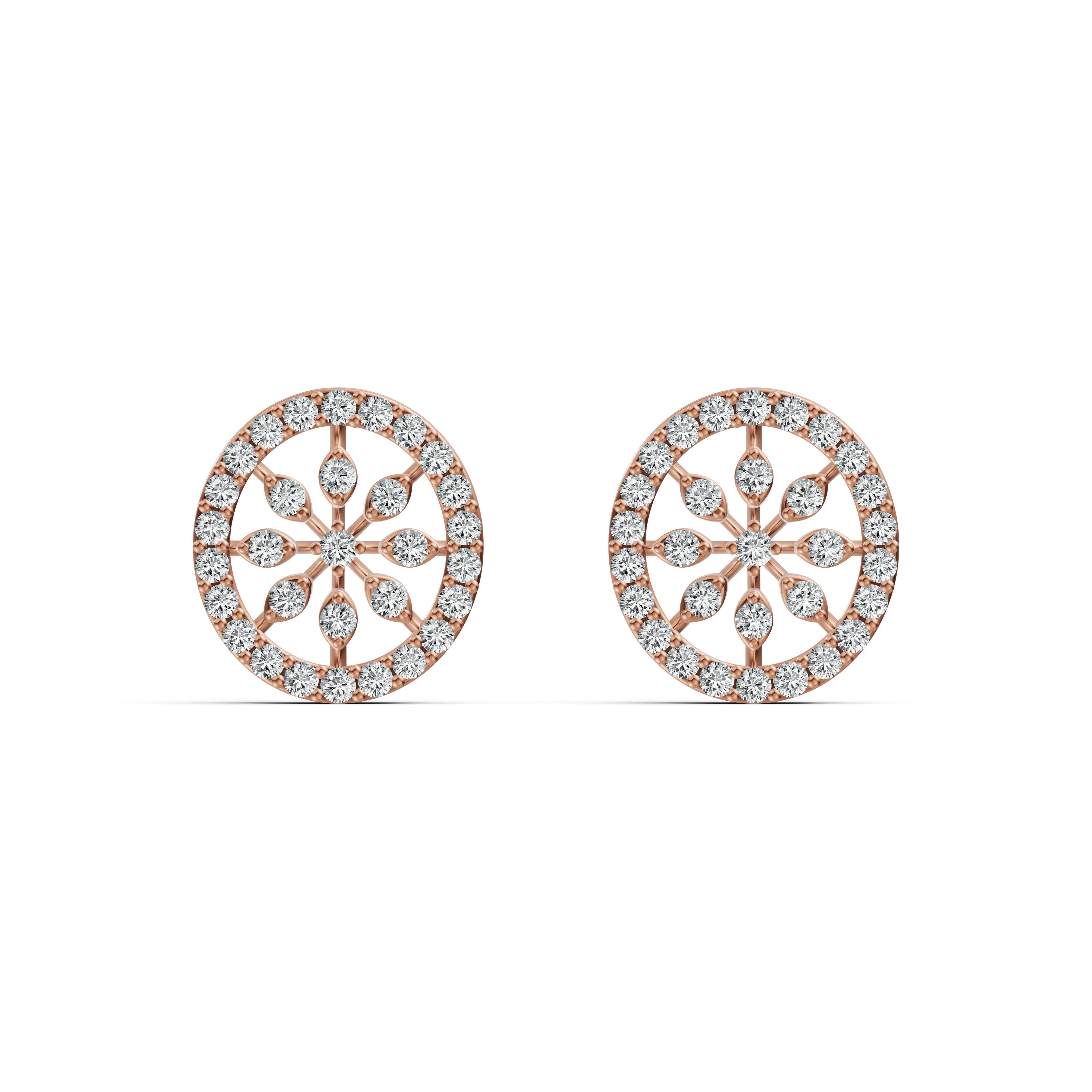 Flower Bloom Halo Diamond Stud Earrings