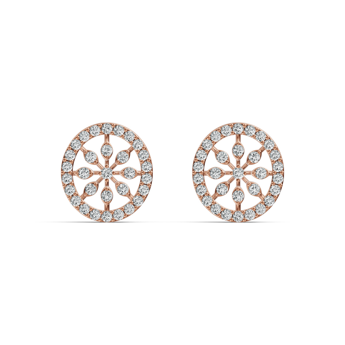 Flower Bloom Halo Diamond Stud Earrings