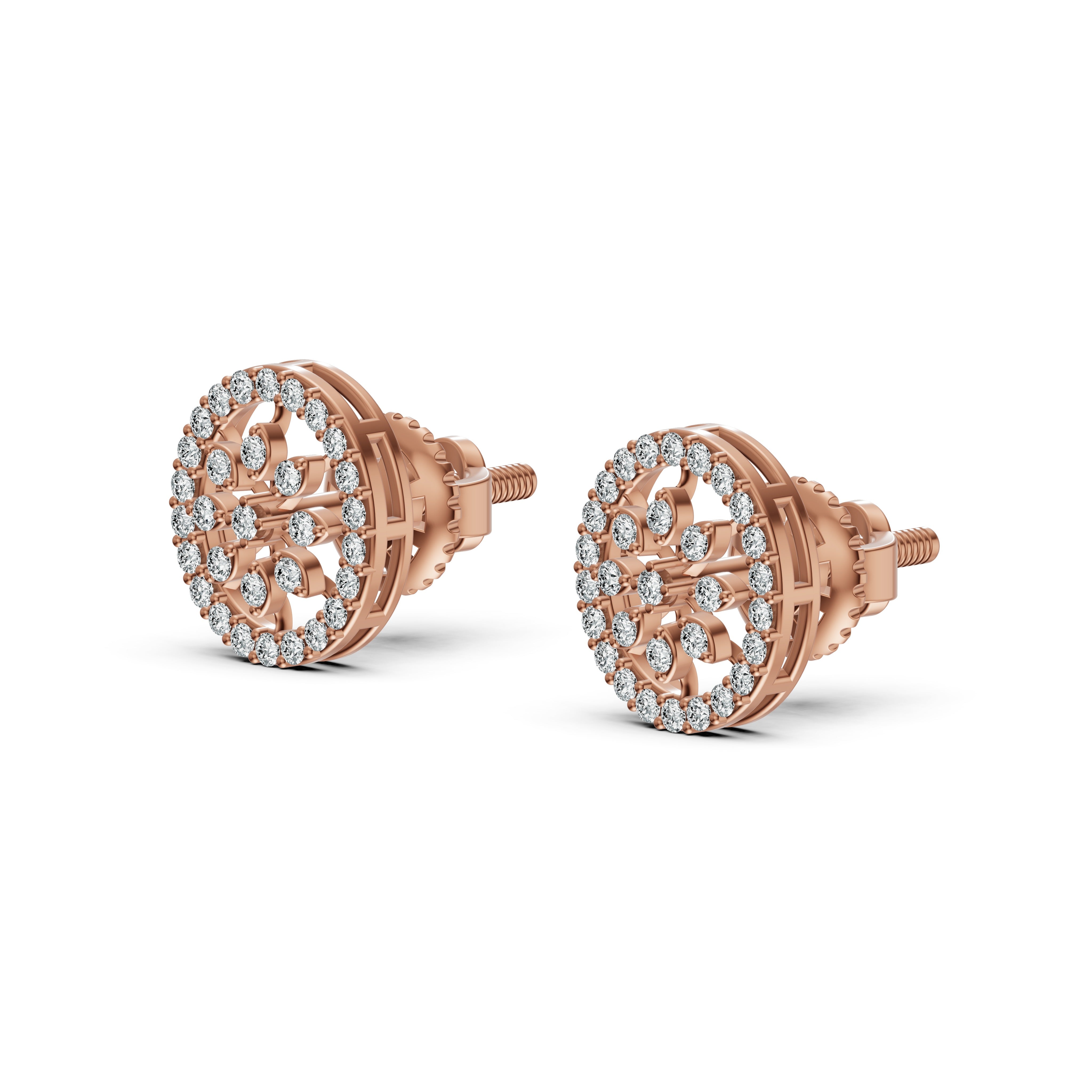 Flower Bloom Halo Diamond Stud Earrings