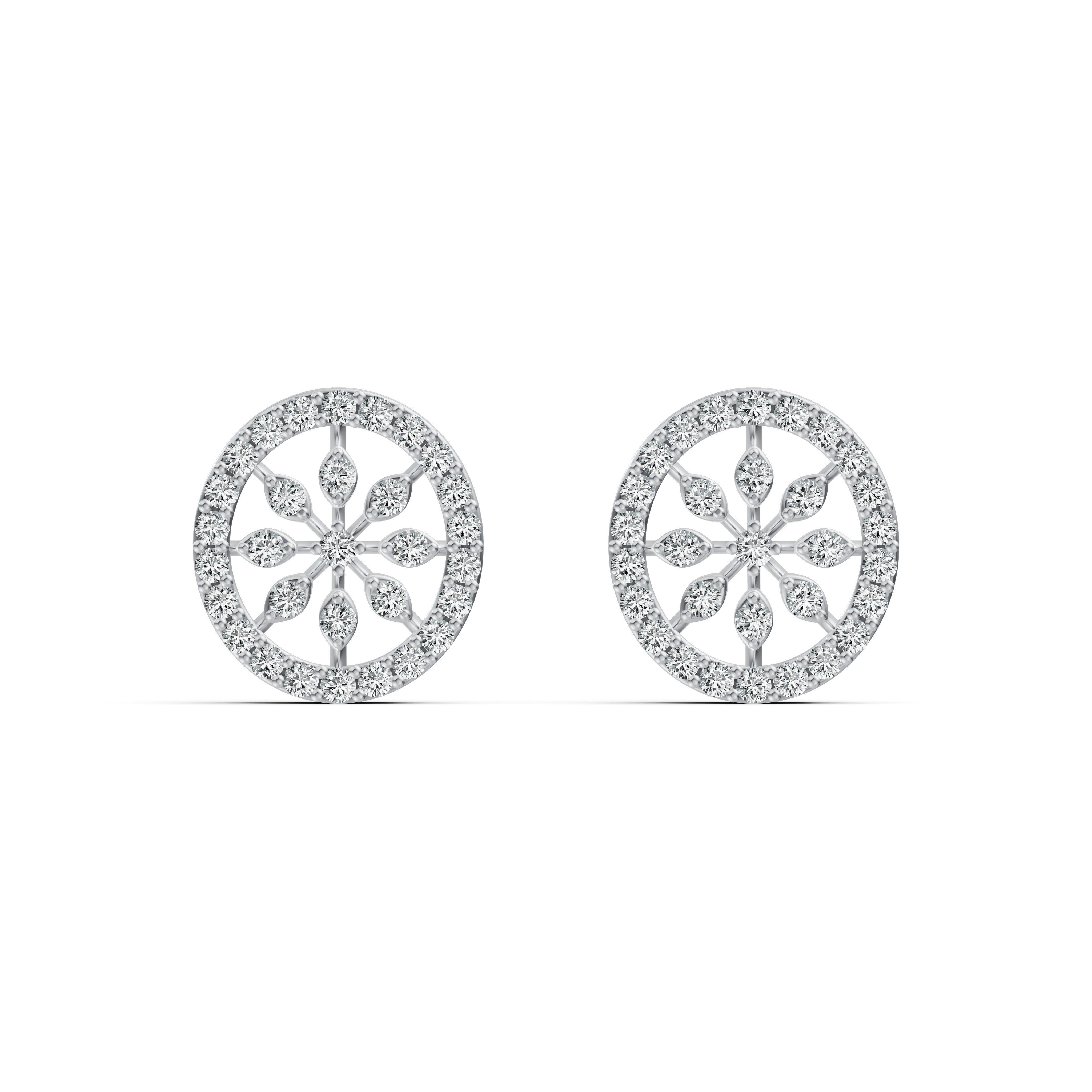 Flower Bloom Halo Diamond Stud Earrings