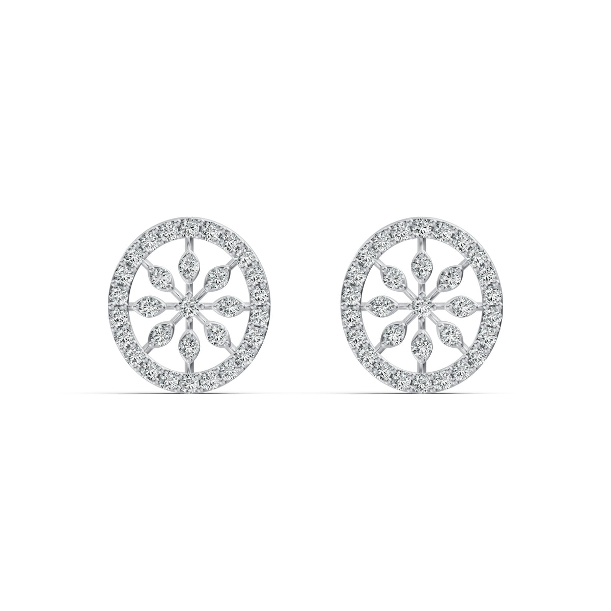 Flower Bloom Halo Diamond Stud Earrings