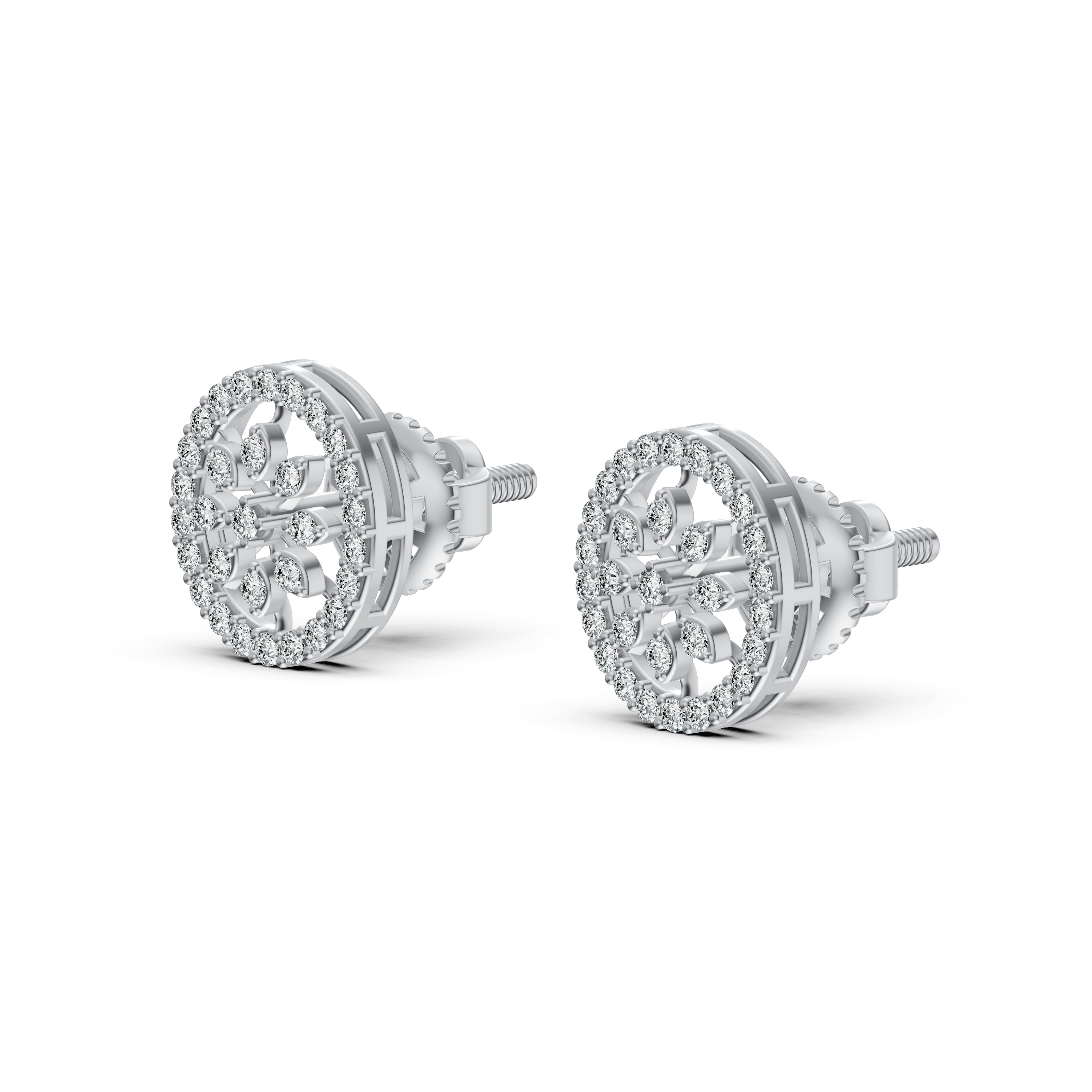 Flower Bloom Halo Diamond Stud Earrings