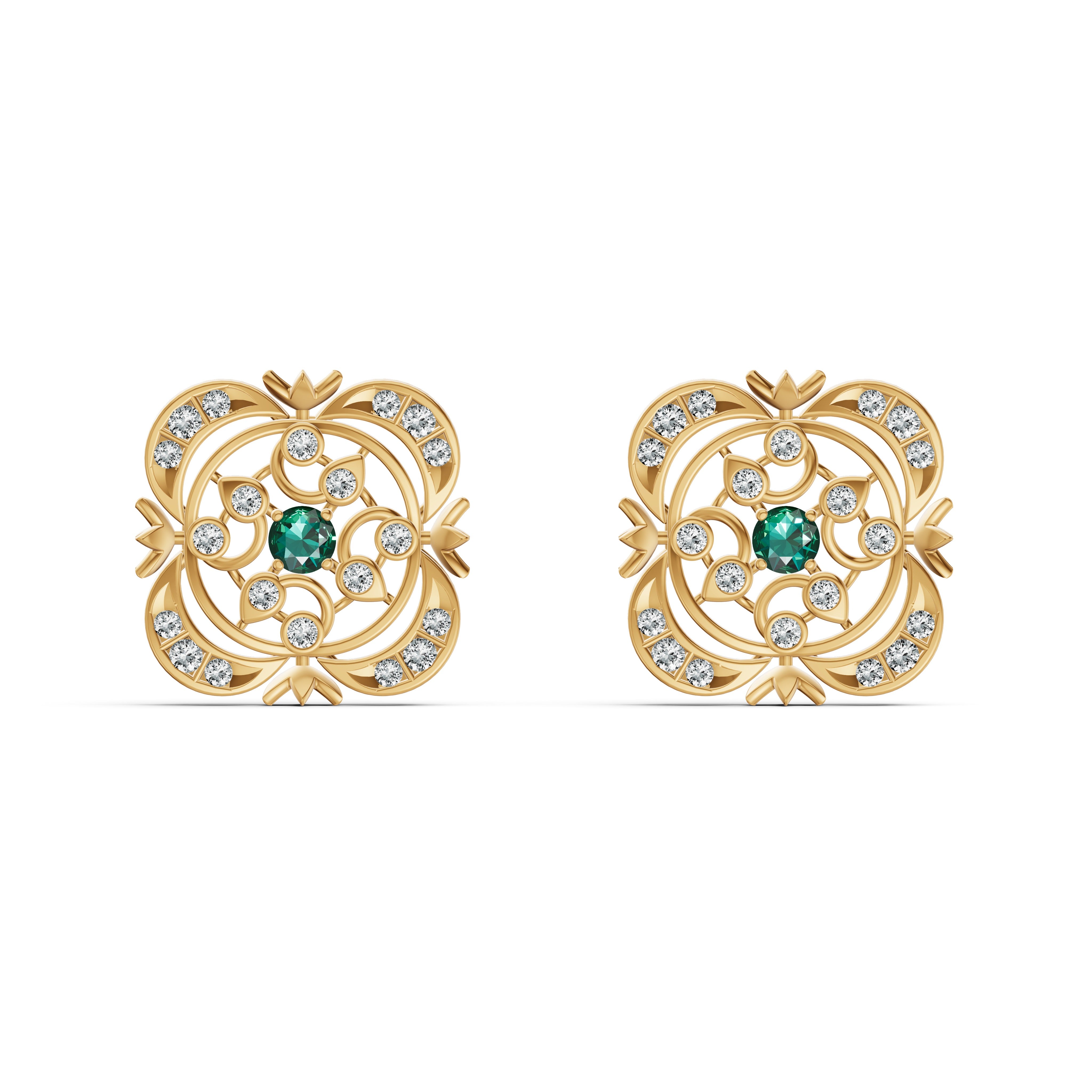 Emerald Heritage Diamond Stud Earrings