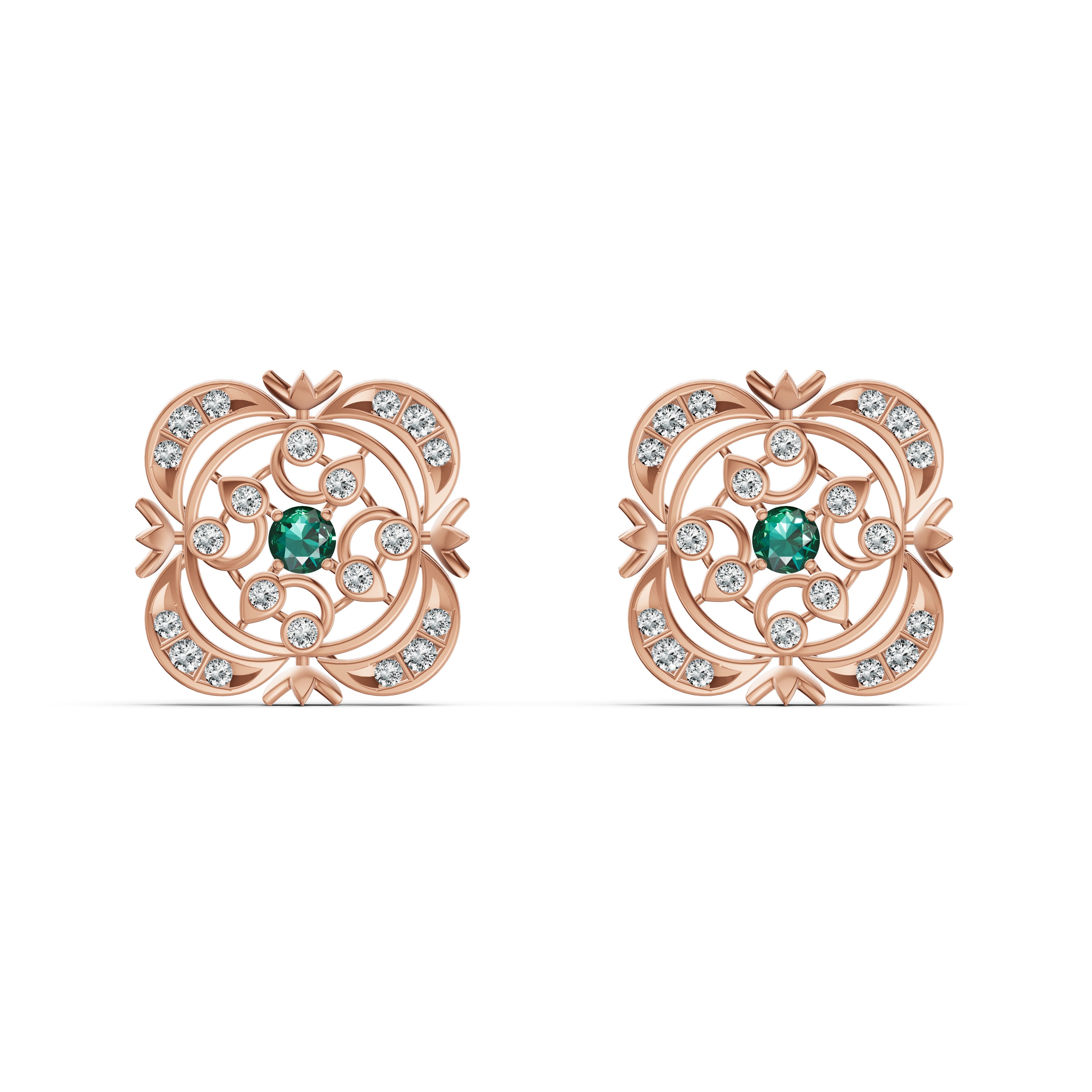 Emerald Heritage Diamond Stud Earrings