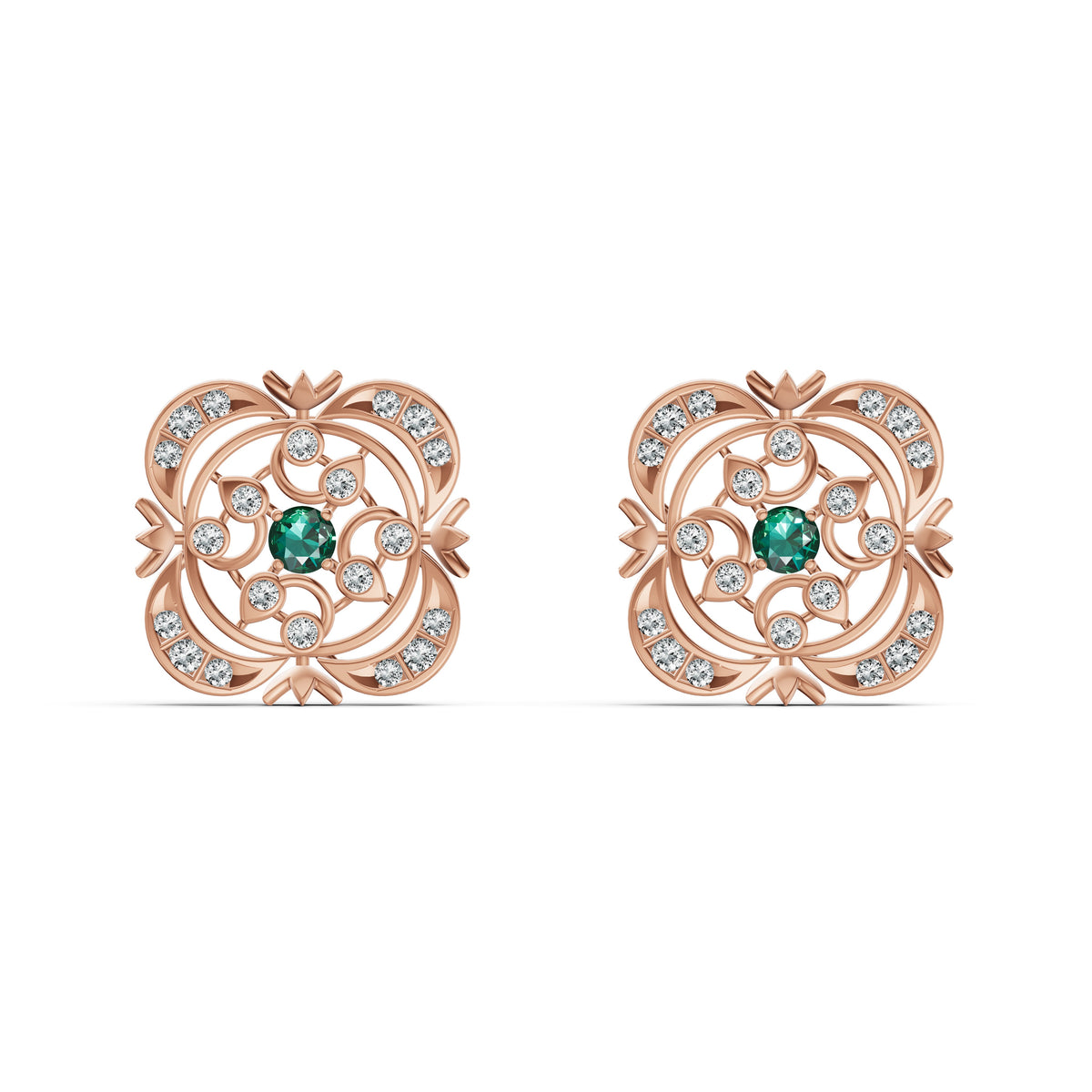 Emerald Heritage Diamond Stud Earrings