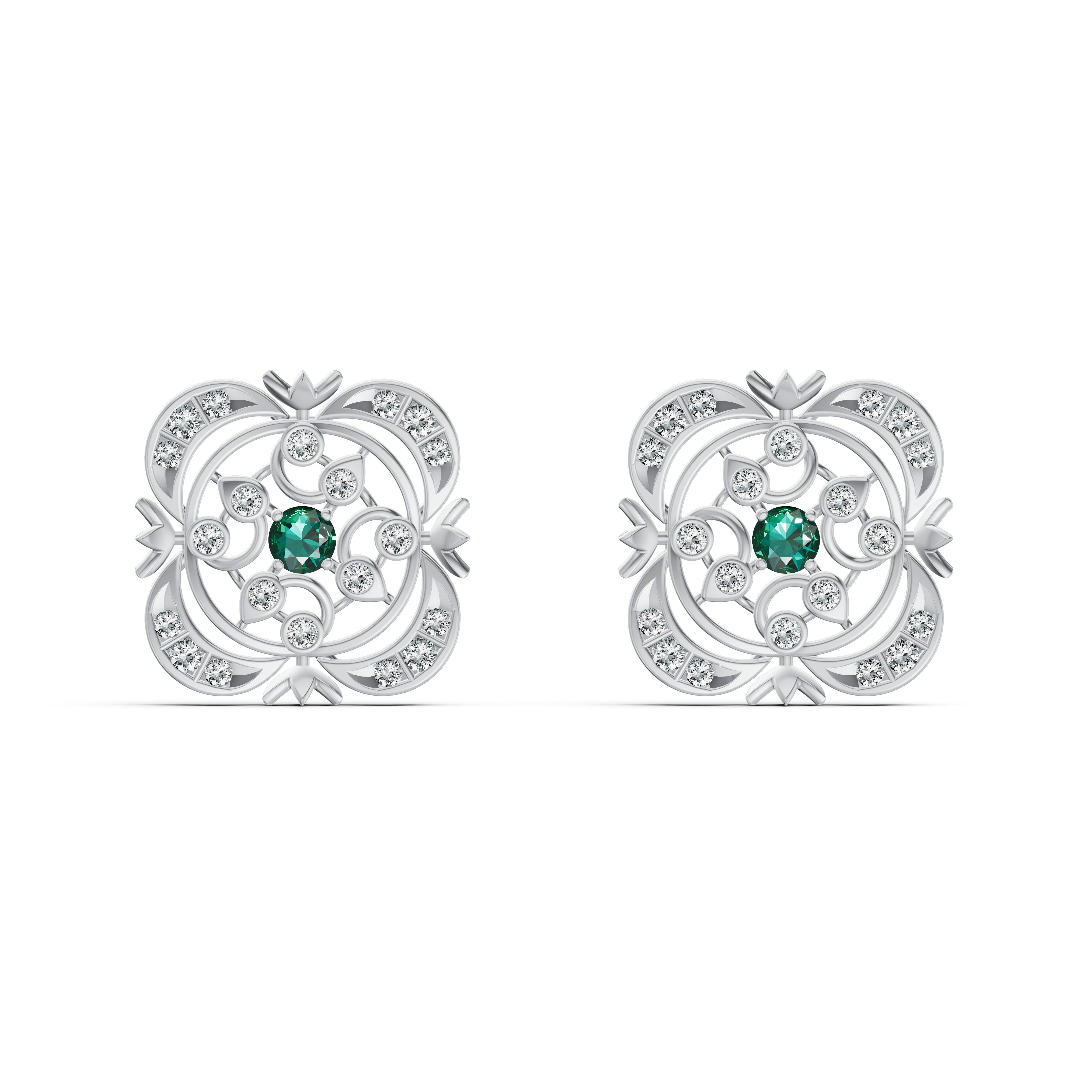 Emerald Heritage Diamond Stud Earrings