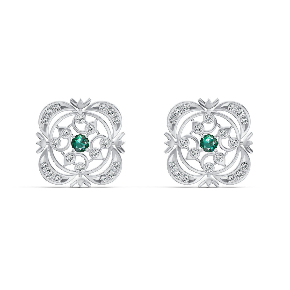 Emerald Heritage Diamond Stud Earrings