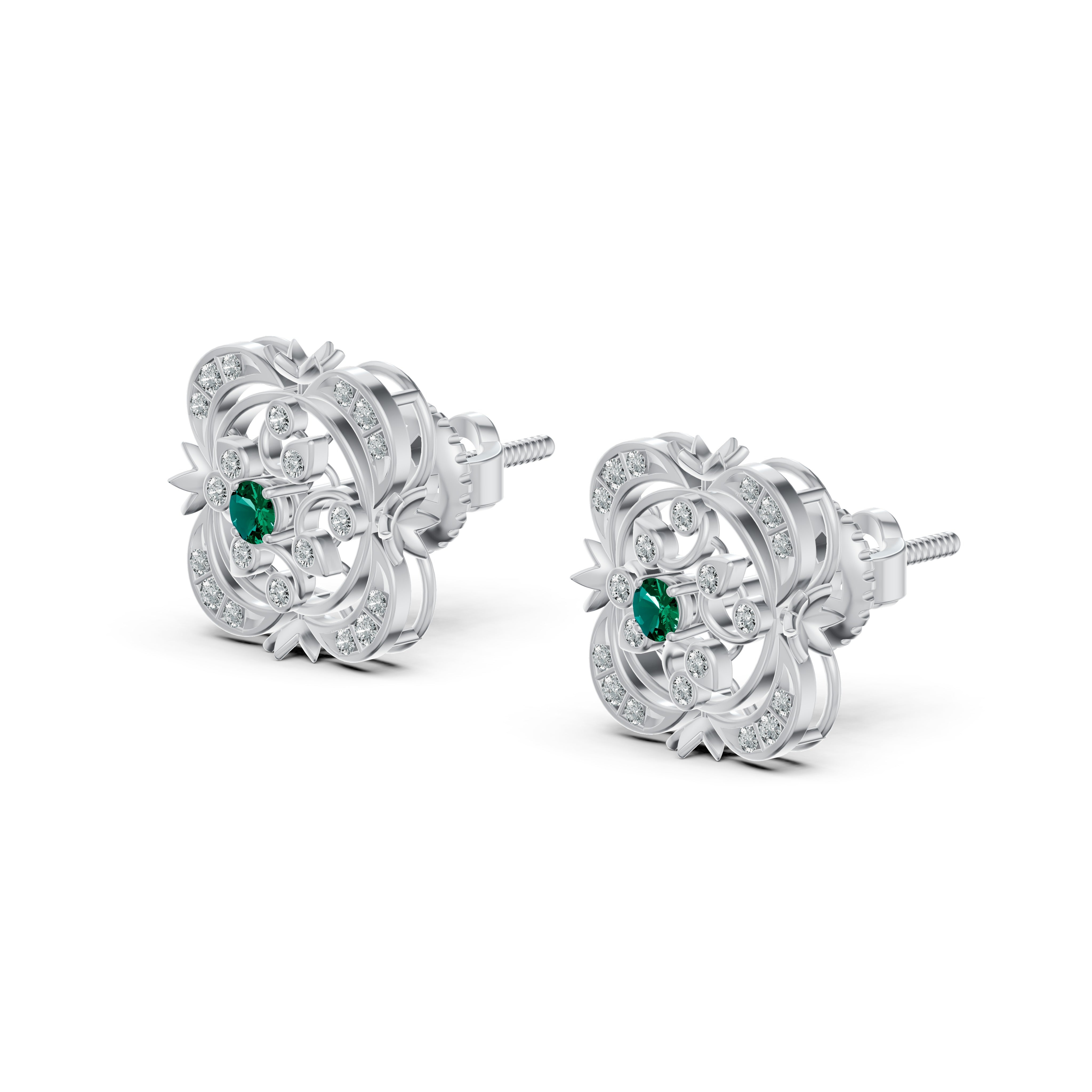 Emerald Heritage Diamond Stud Earrings