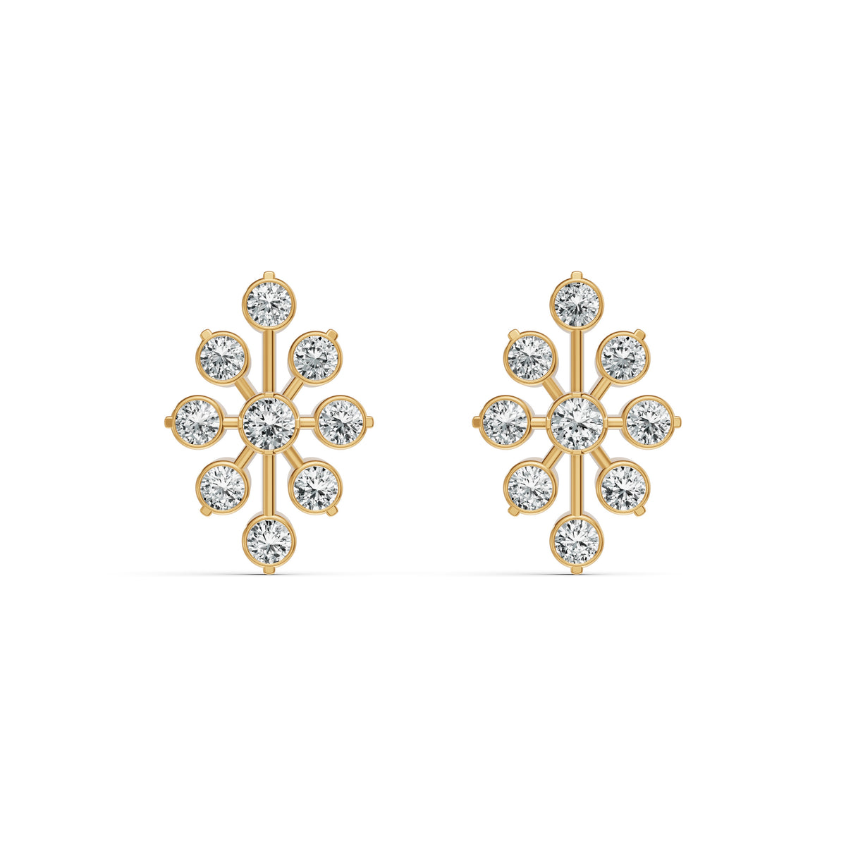 Floral Burst Diamond Stud Earrings