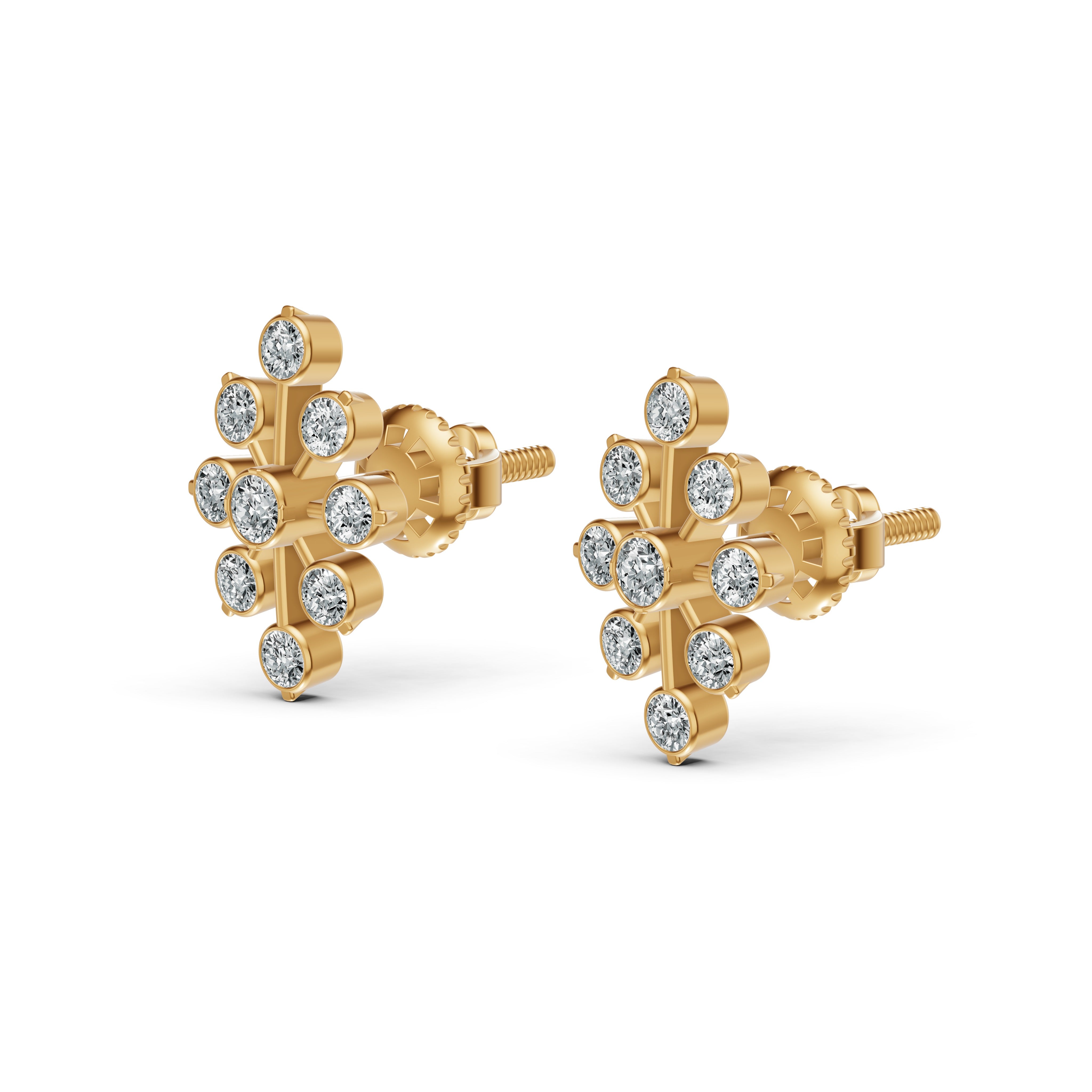 Floral Burst Diamond Stud Earrings