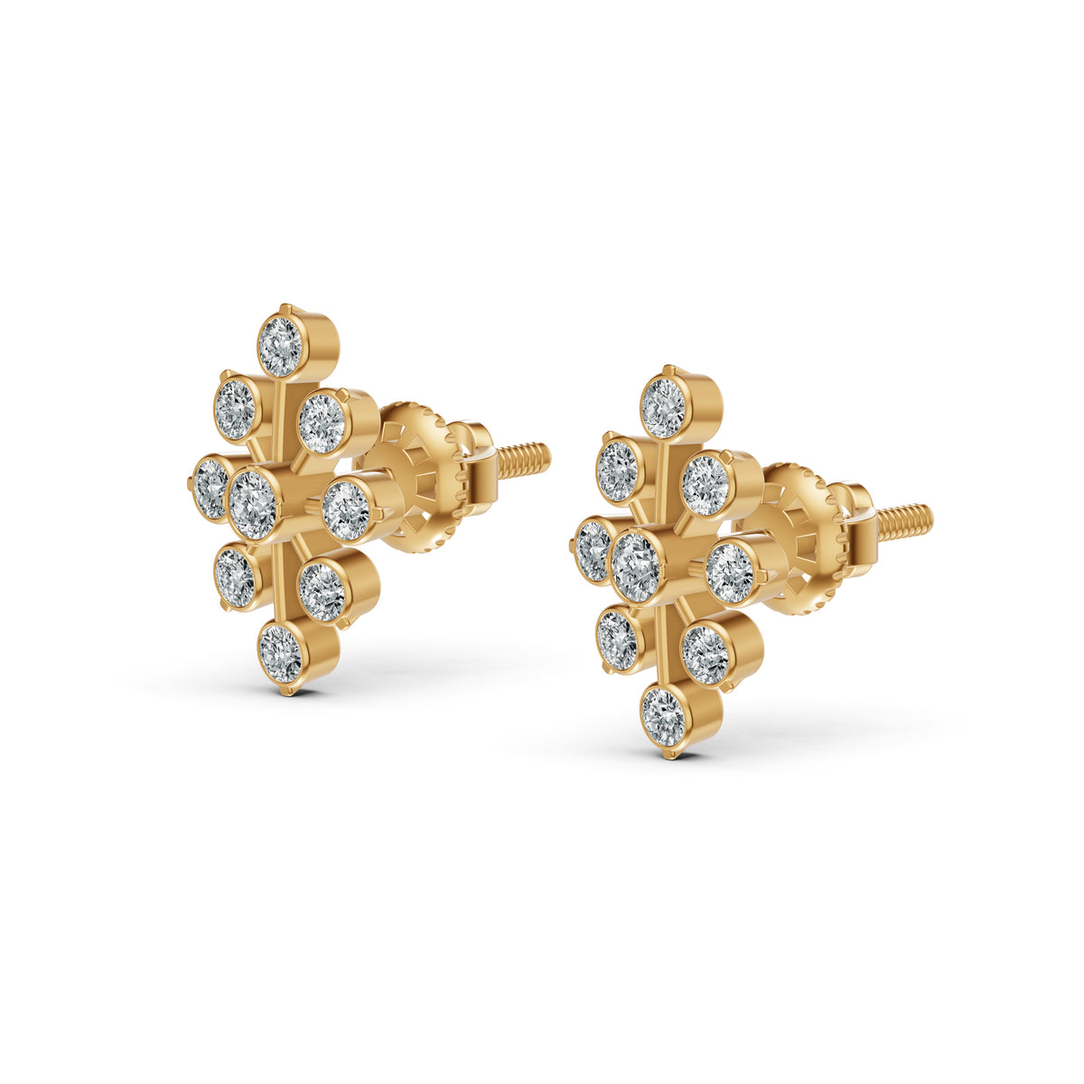 Floral Burst Diamond Stud Earrings