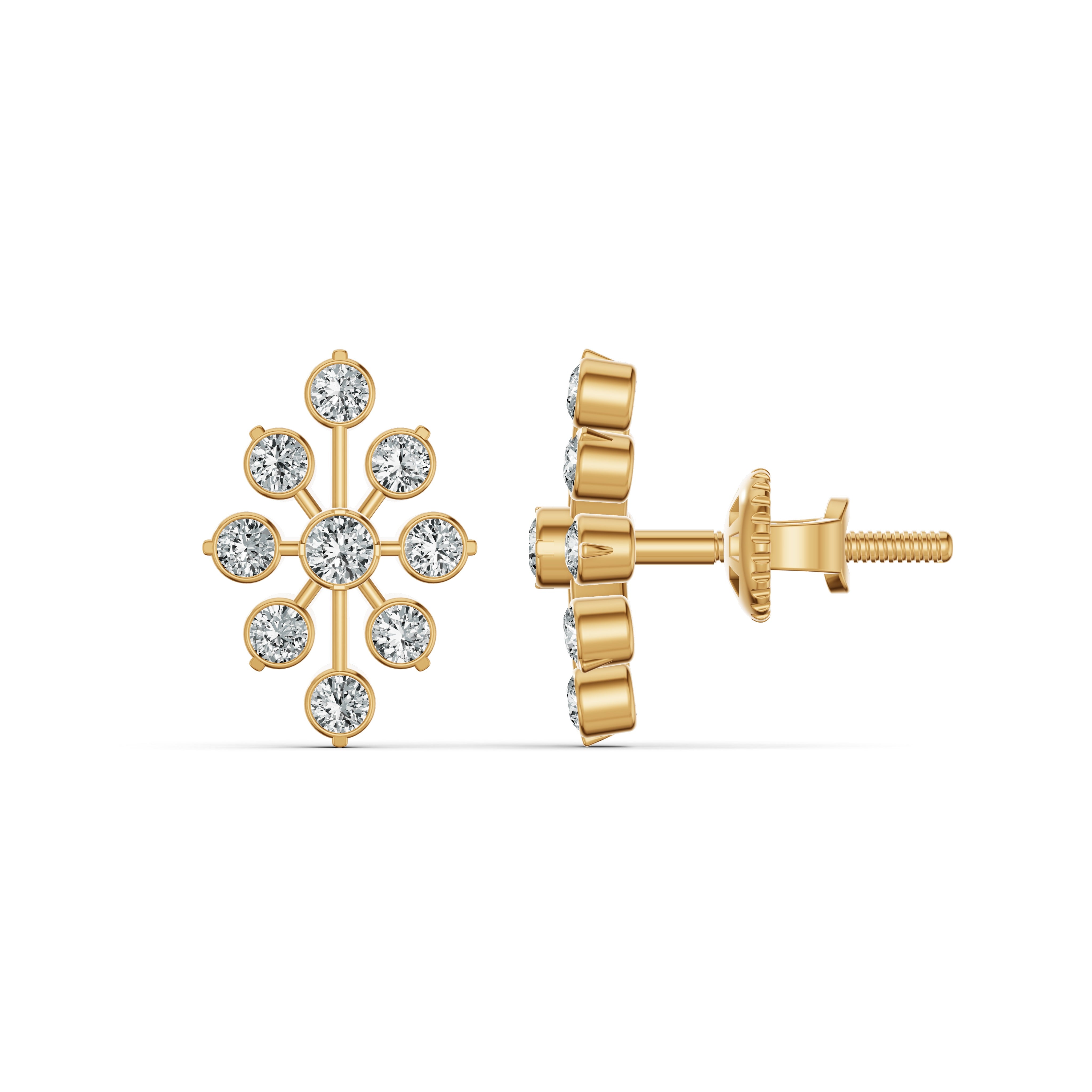Floral Burst Diamond Stud Earrings